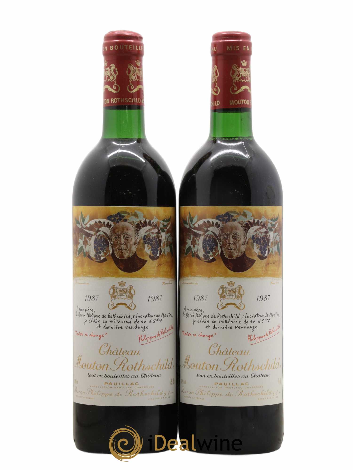 Château Mouton Rothschild 1er Grand Cru Classé 1987 - Lot de 2 bouteilles - 0