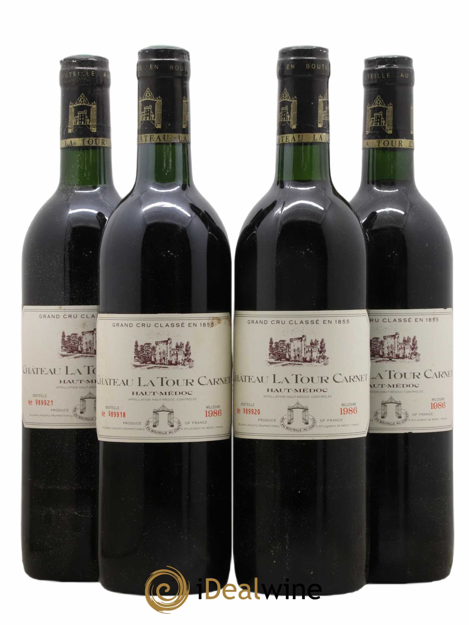 Château la Tour Carnet 4ème Grand Cru Classé 1986 - Lot of 4 bottles - 0