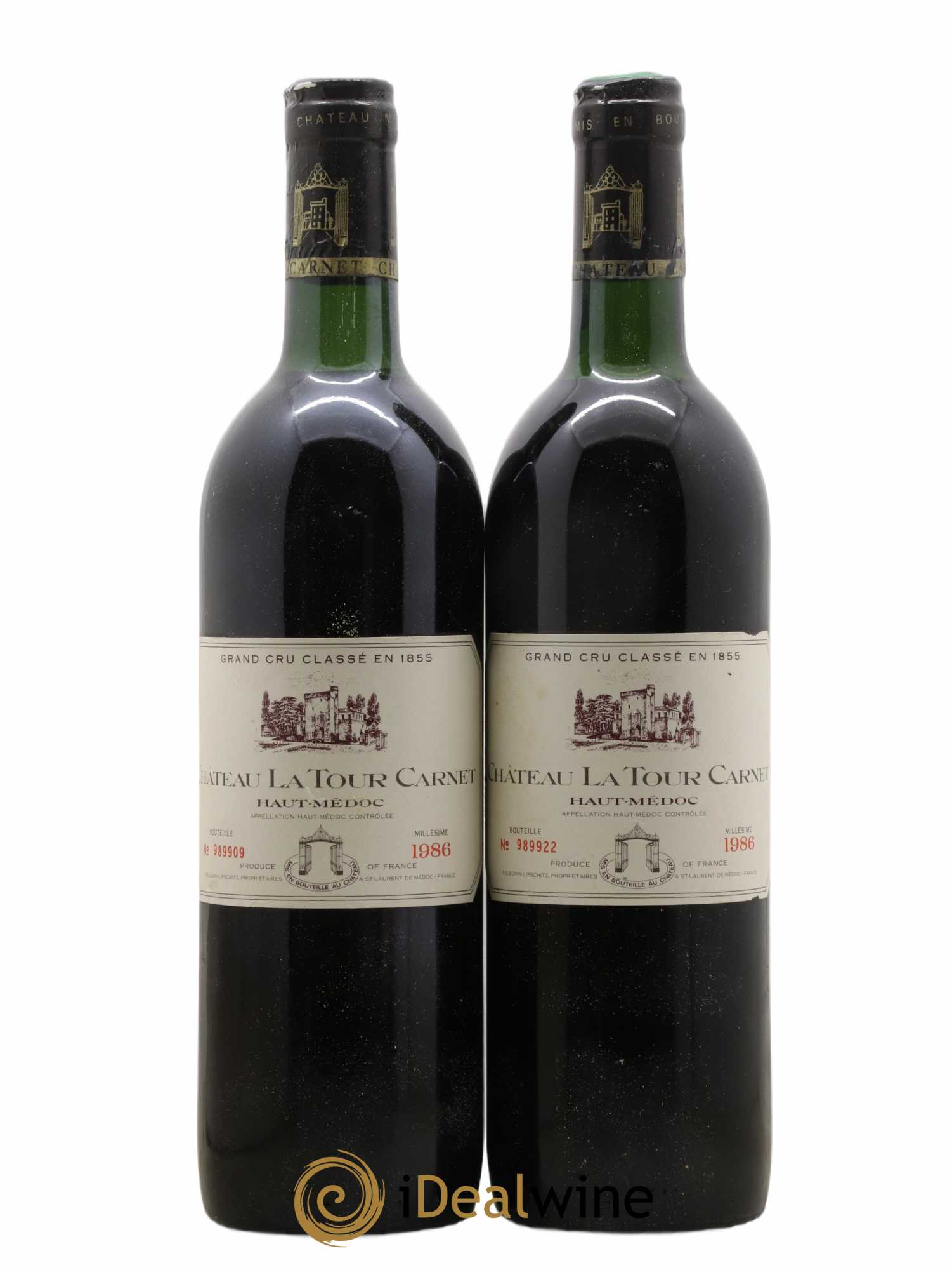 Château la Tour Carnet 4ème Grand Cru Classé 1986 - Lot de 2 bouteilles - 0