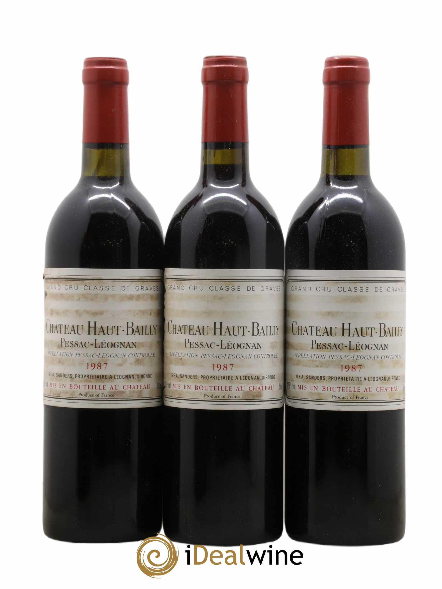 Château Haut-Bailly Cru Classé de Graves 1987 - Lot de 3 bouteilles - 0