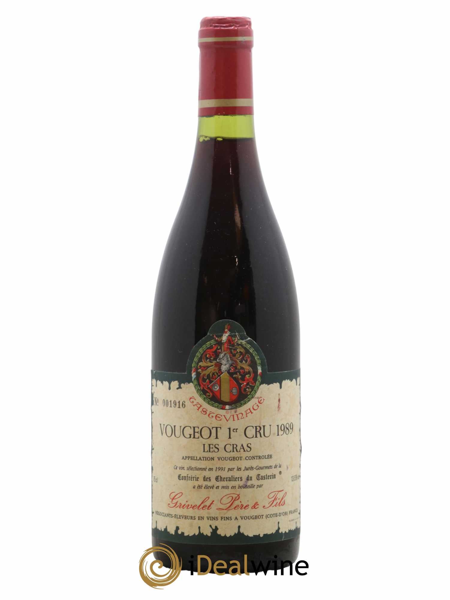 Vougeot 1er Cru Les Cras Tastevinage Domaine Grivelet 1989 - Lot de 1 bouteille - 0