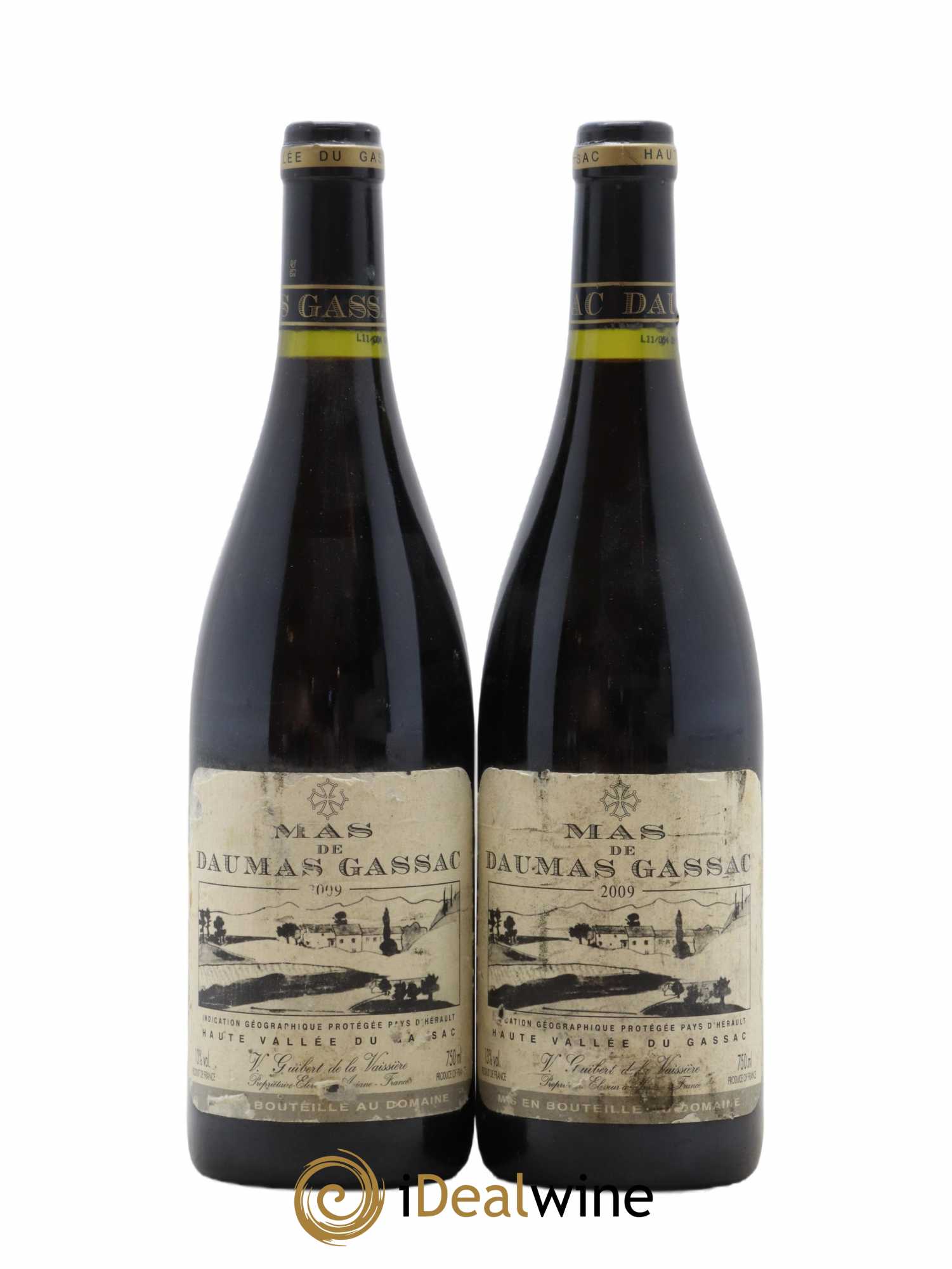 Saint-Guilhem-le-Désert - Cité d'Aniane Mas Daumas Gassac Famille Guibert de La Vaissière 2009 - Lot de 2 bouteilles - 0