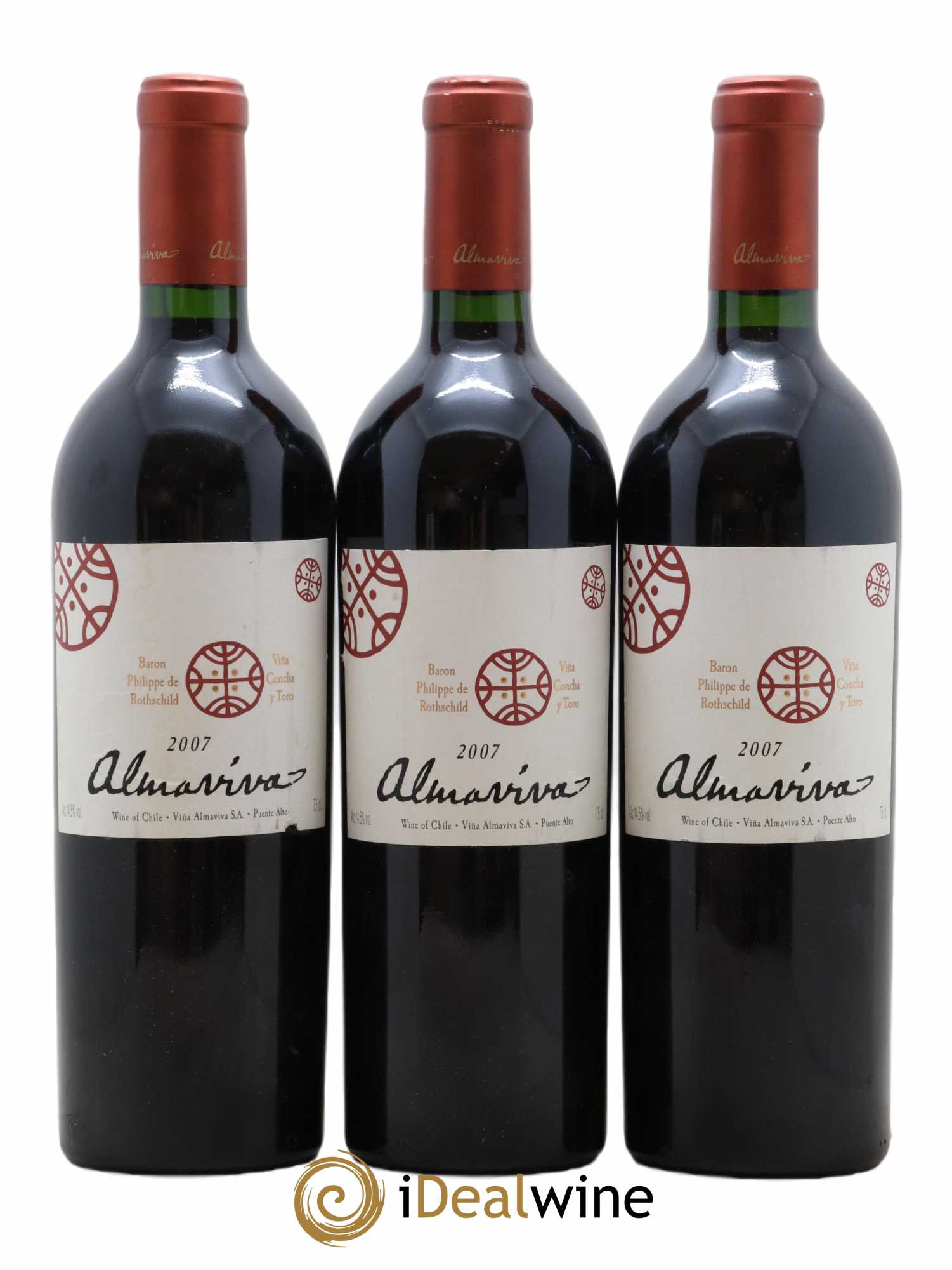 Chili Almaviva Baron P. de Rothschild Concha y Toro 2007 - Lot de 3 bouteilles - 0