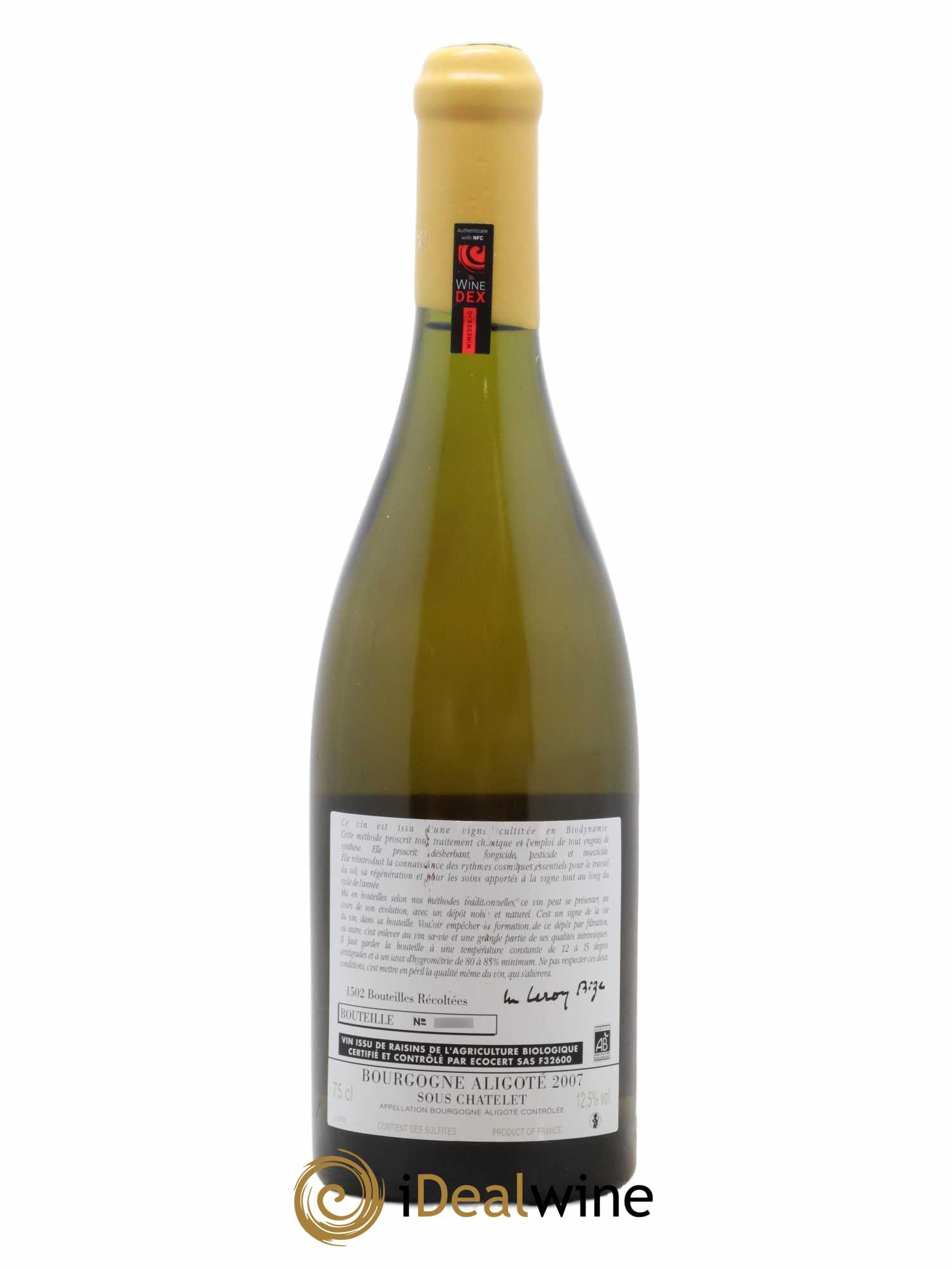 Bourgogne Aligoté Sous Chatelet d'Auvenay (Domaine) (sans prix de réserve) 2007 - Lot de 1 bouteille - 1