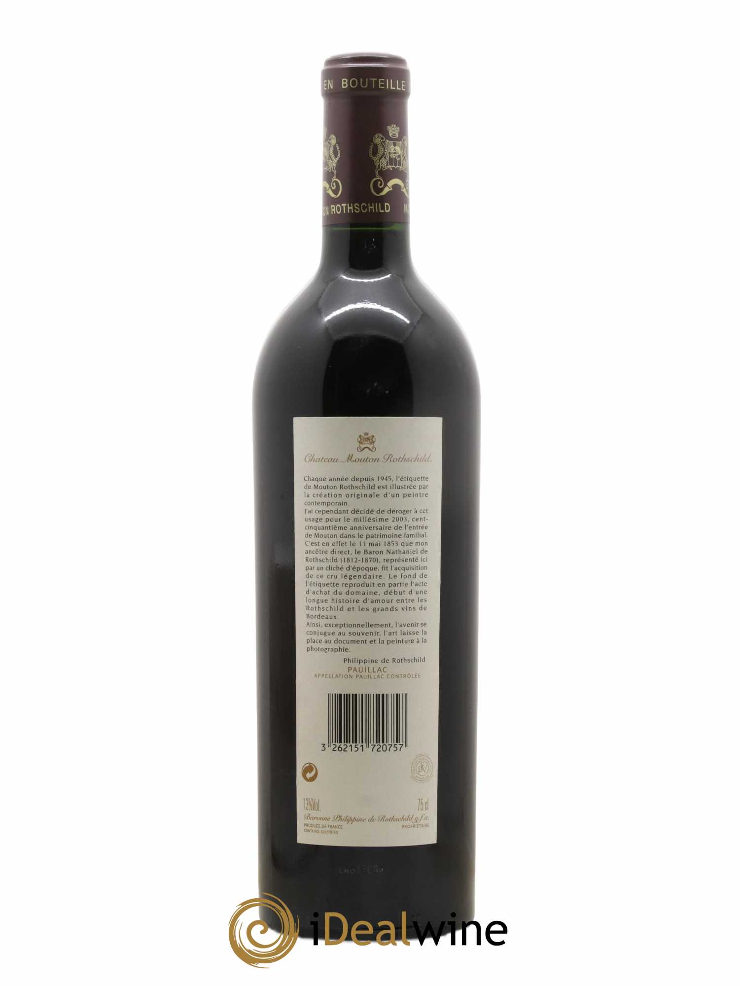 Château Mouton Rothschild 1er Grand Cru Classé 2003 - Lot de 1 bouteille - 1