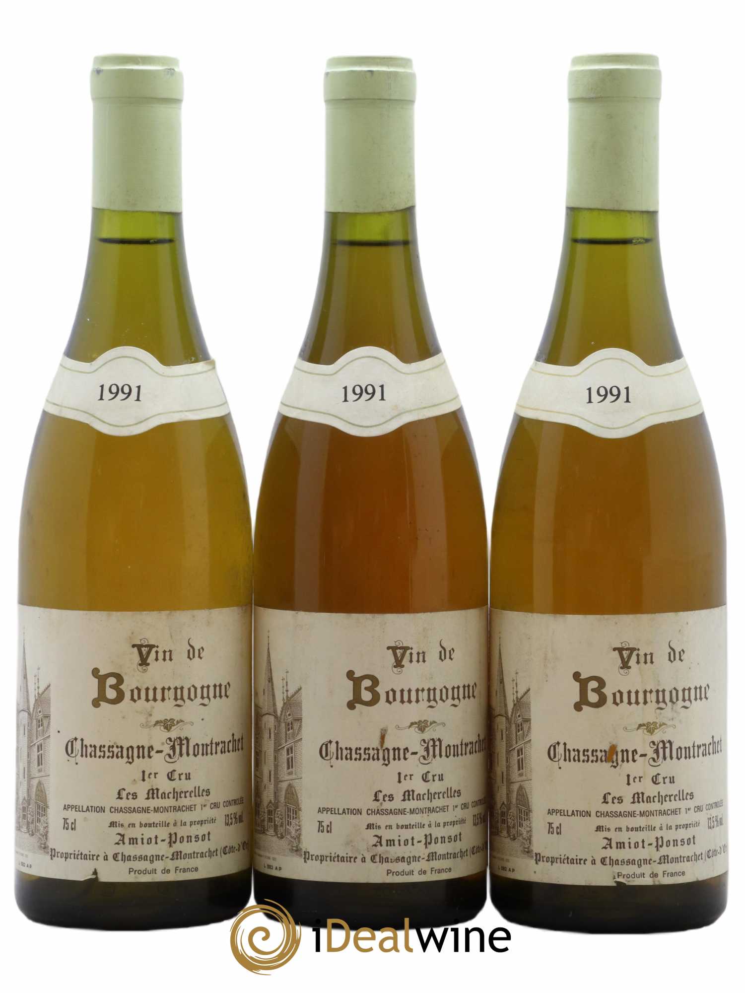 Chassagne-Montrachet 1er Cru Les Macherelles Amiot Ponsot 1991 - Posten von 3 Flaschen - 0