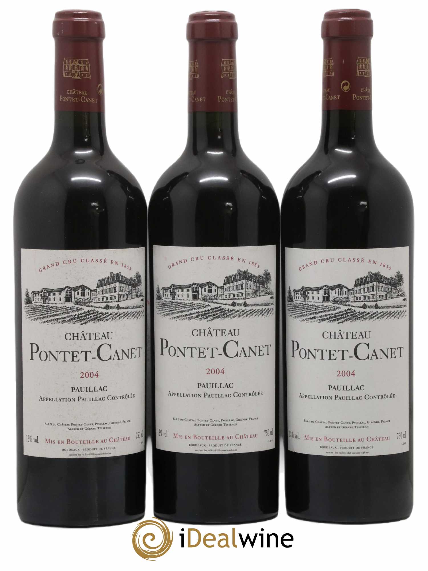 Château Pontet Canet 5ème Grand Cru Classé 2004 - Lot de 3 bouteilles - 0