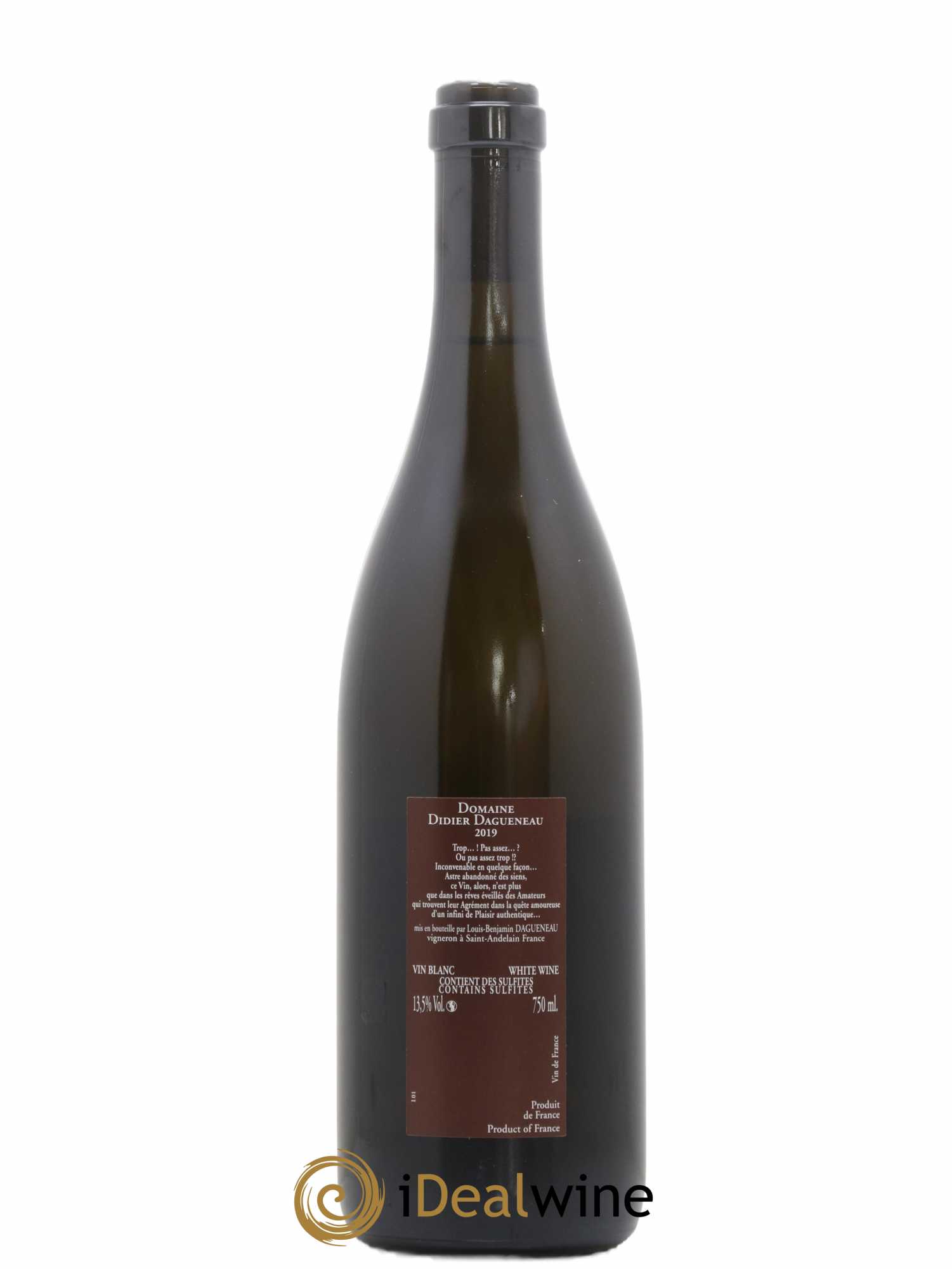 Vin de France (anciennement Pouilly-Fumé) Pur Sang Dagueneau (Domaine Didier - Louis-Benjamin) 2019 - Lot de 1 bouteille - 1