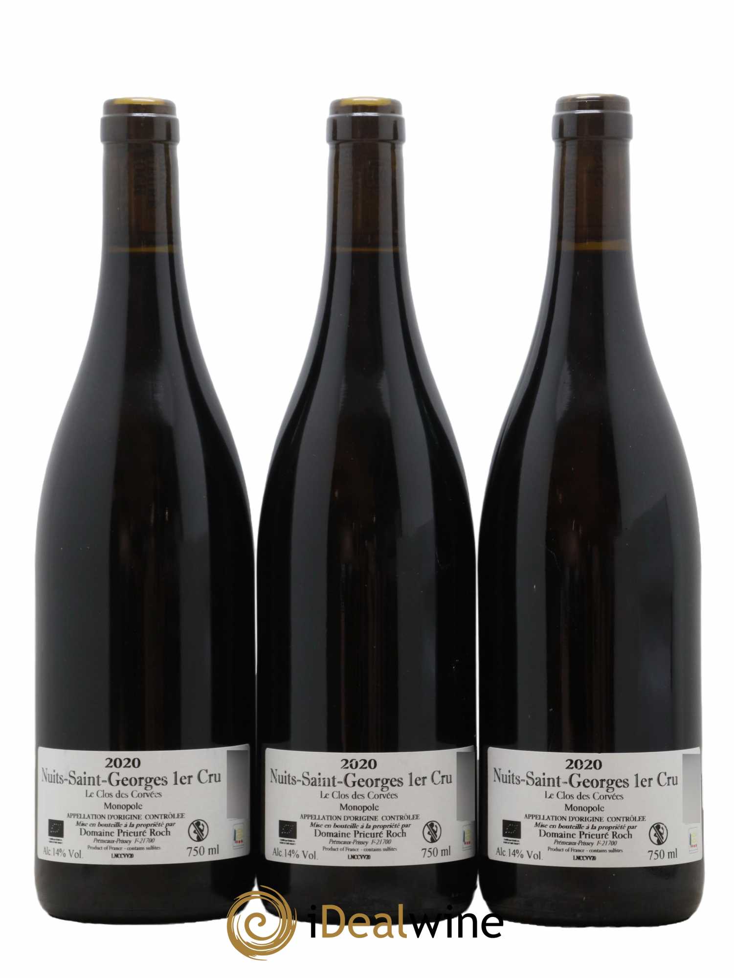 Nuits-Saint-Georges 1er Cru Le Clos des Corvées Vieilles Vignes Prieuré Roch 2020 - Lotto di 3 bottiglie - 1