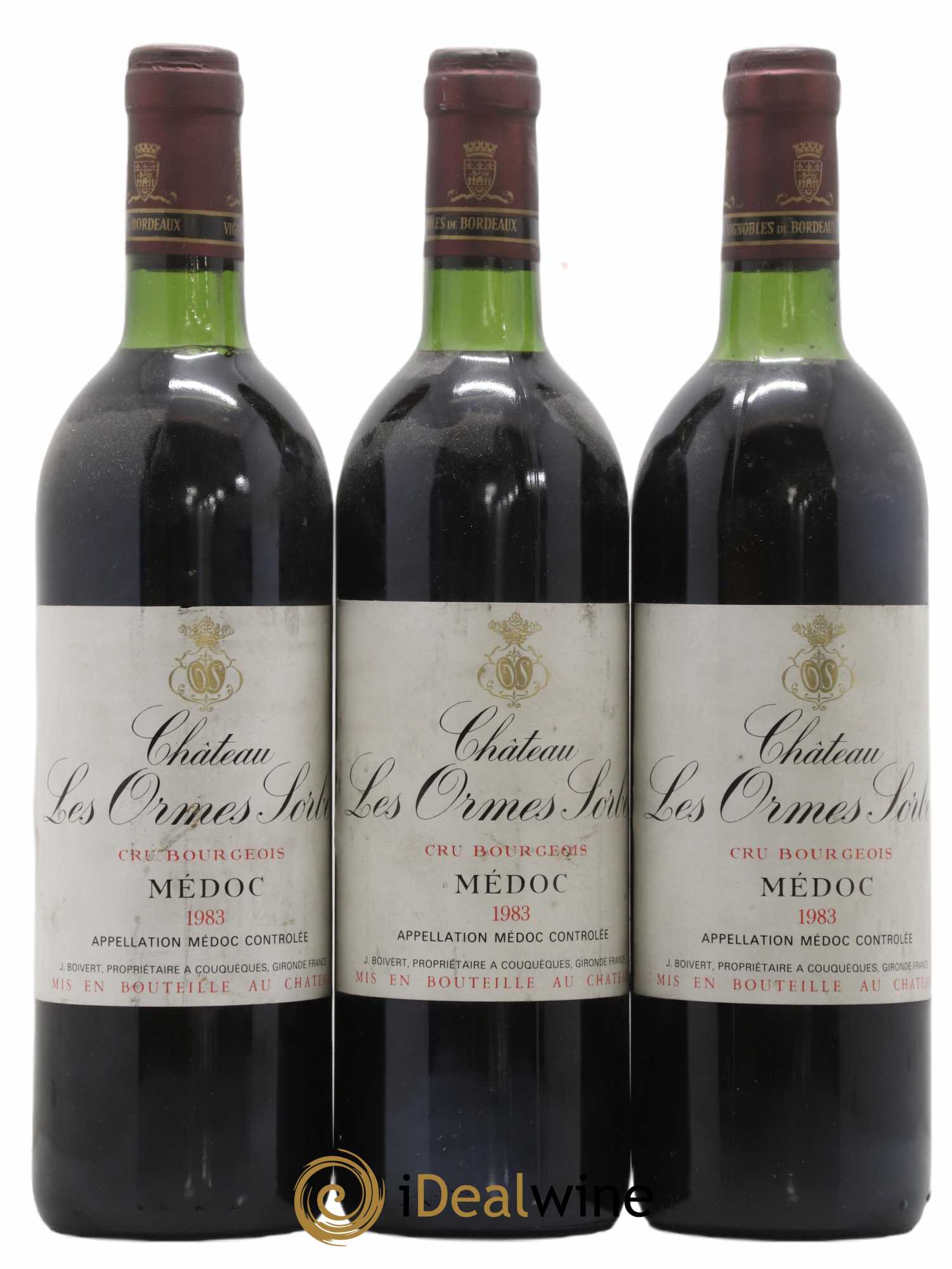 Château les Ormes Sorbet Cru Bourgeois 1983 - Lot of 3 bottles - 0