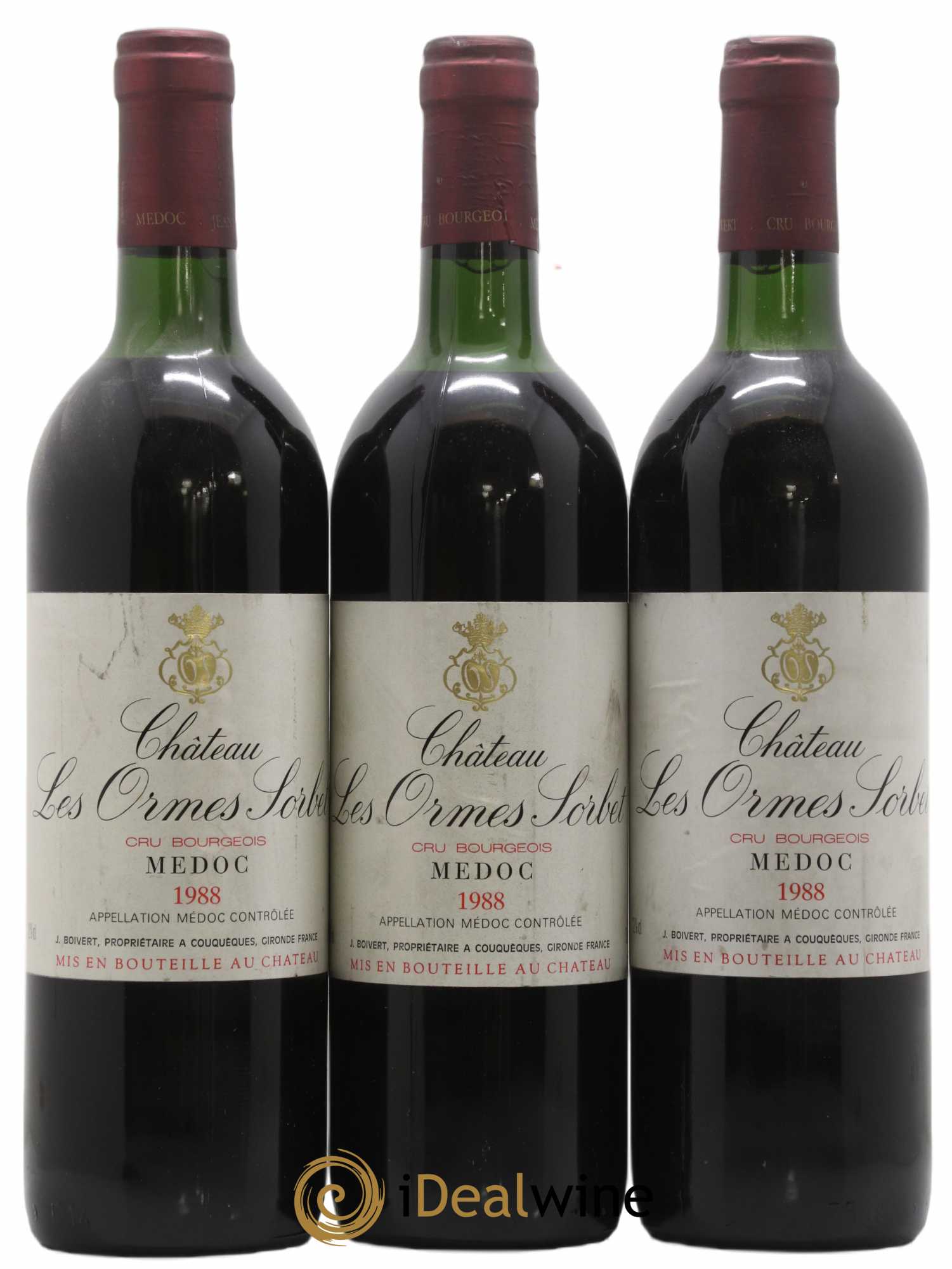 Château les Ormes Sorbet Cru Bourgeois 1988 - Lot de 3 bouteilles - 0