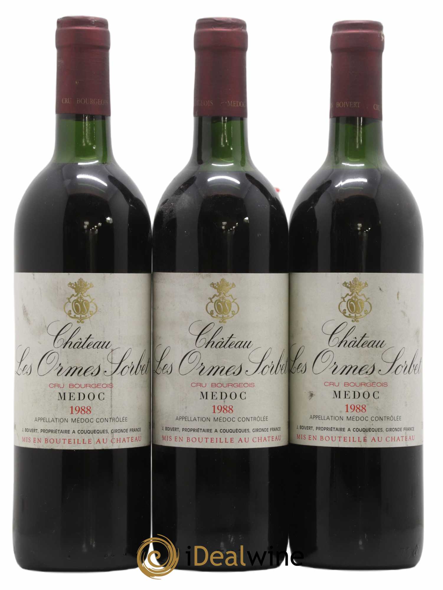 Château les Ormes Sorbet Cru Bourgeois 1988 - Lot de 3 bouteilles - 0