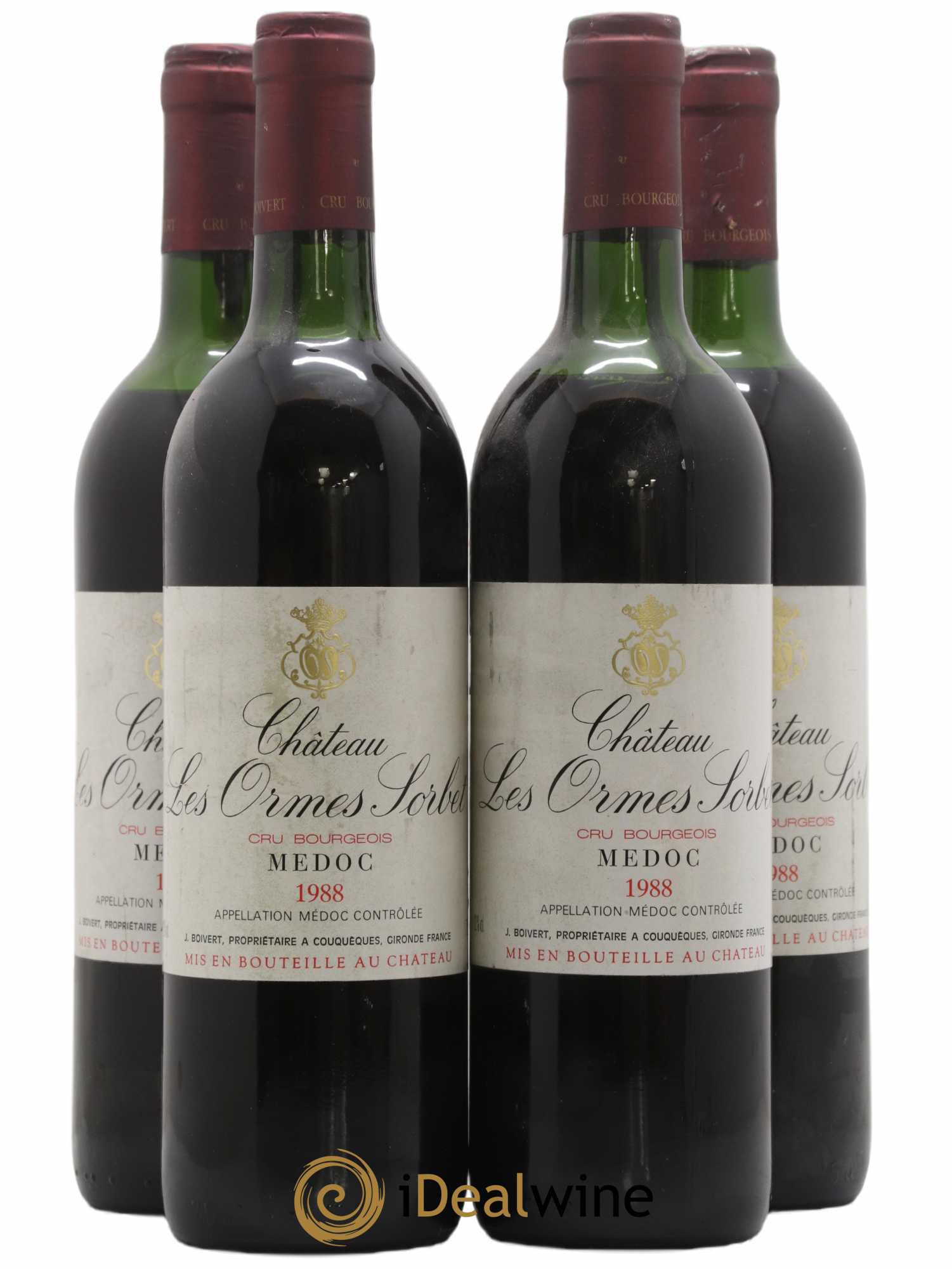 Château les Ormes Sorbet Cru Bourgeois 1988 - Lot de 4 bouteilles - 0