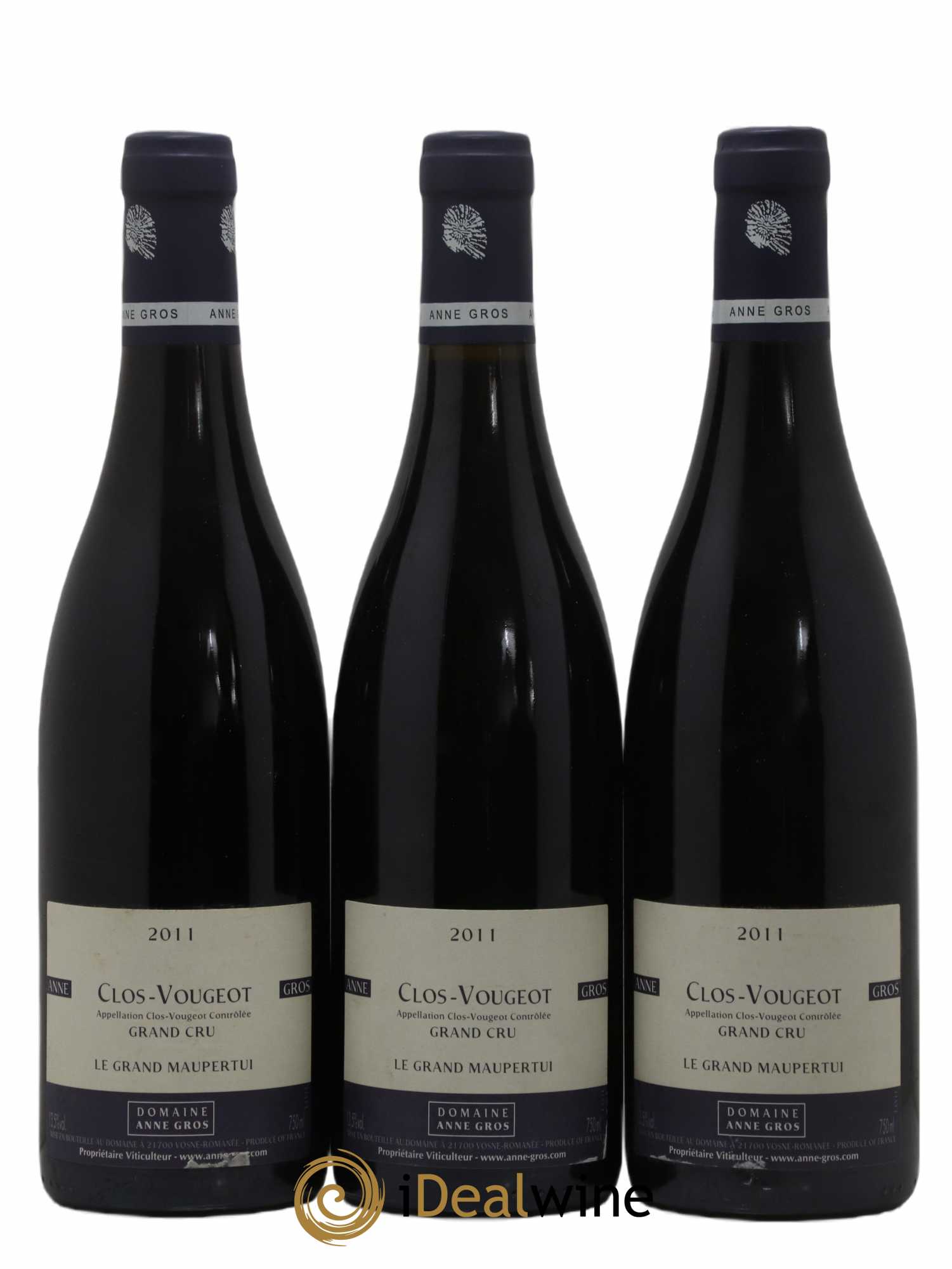 Clos Vougeot Grand Cru Le Grand Maupertui A.-F. Gros 2011 - Lot de 3 bouteilles - 0