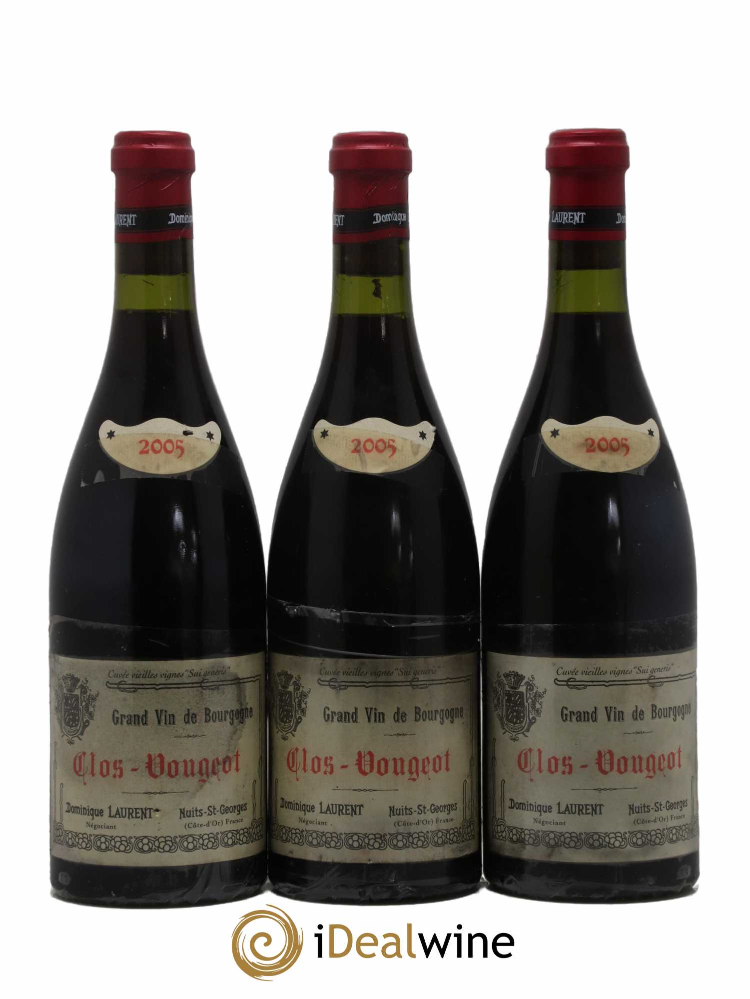 Clos de Vougeot Grand Cru Vieilles vignes Sui Generis Dominique Laurent 2005 - Lot de 3 bouteilles - 0