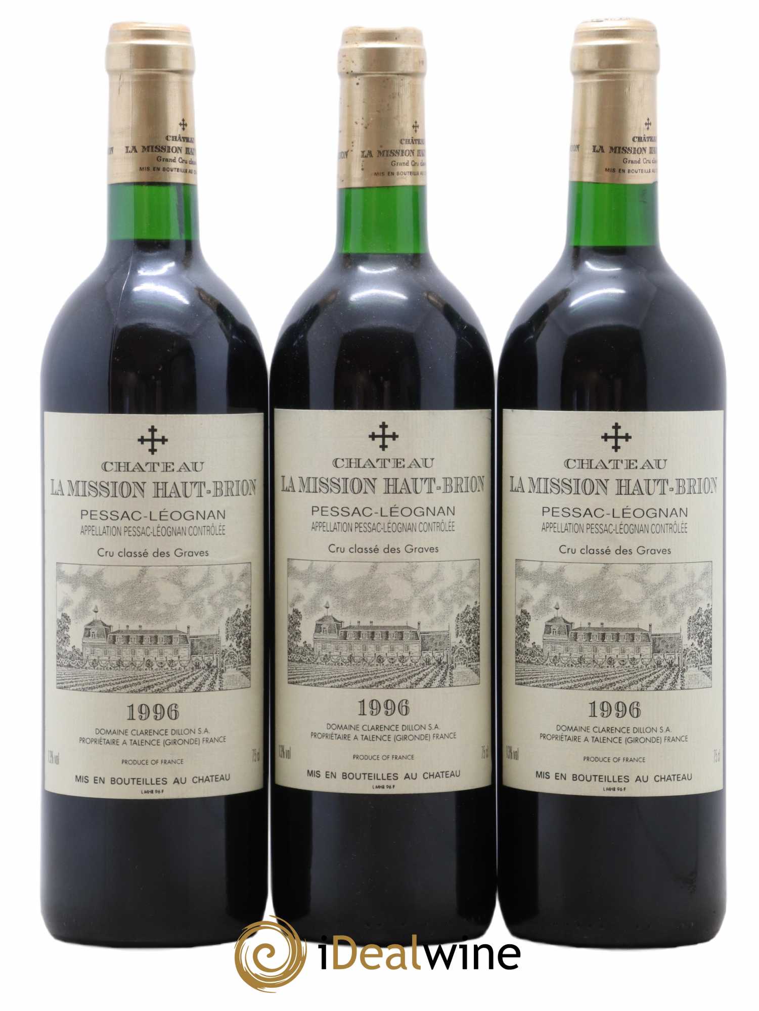 Château la Mission Haut-Brion Cru Classé de Graves 1996 - Lot de 3 bouteilles - 0