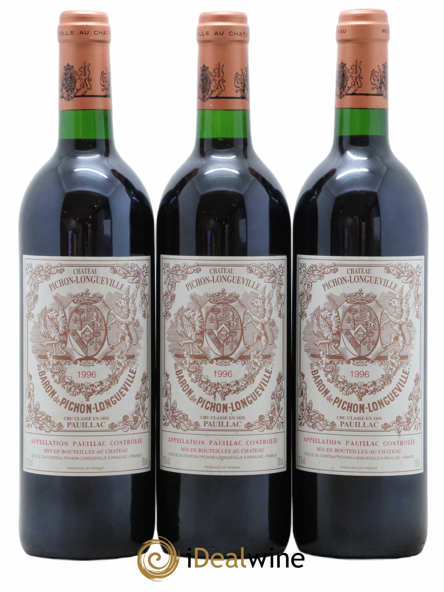 Pichon Longueville Baron 2ème Grand Cru Classé 1996 - Lot de 3 bouteilles - 0