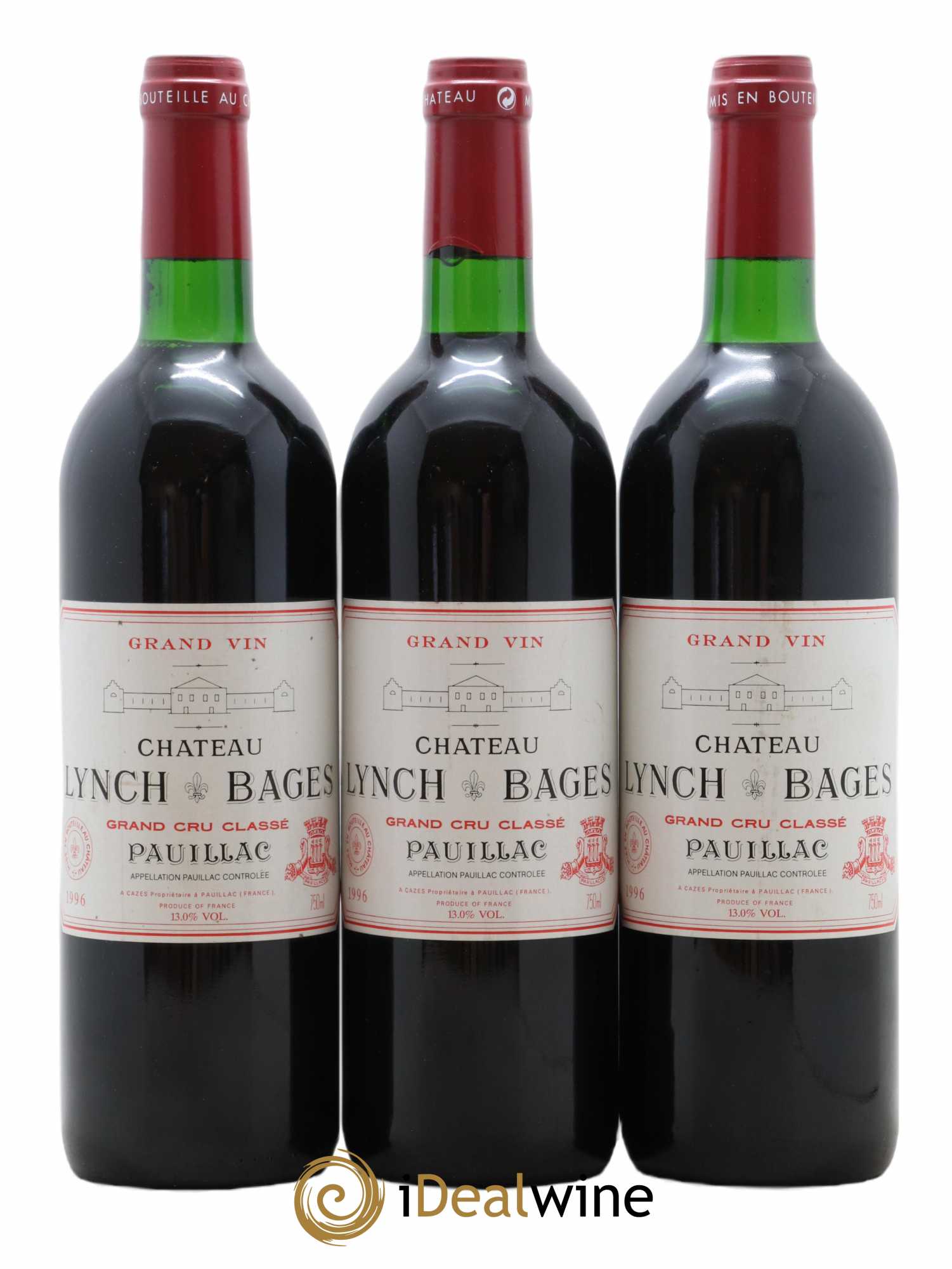 Château Lynch Bages 5ème Grand Cru Classé 1996 - Lot de 3 bouteilles - 0