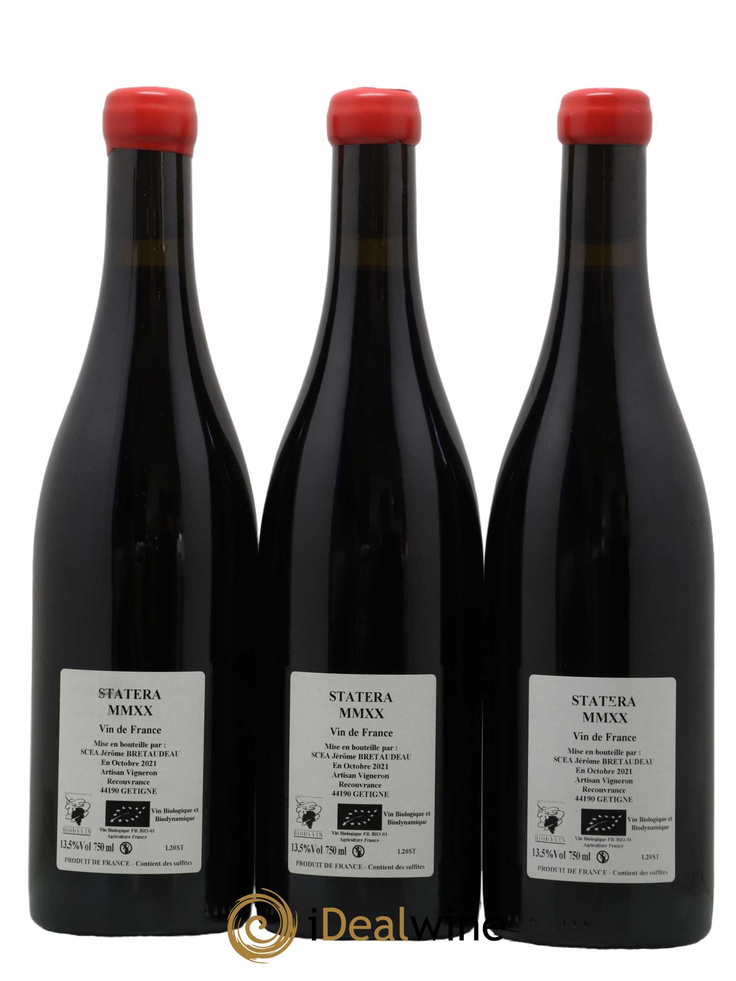 Vin de France Statera Jérôme Bretaudeau - Domaine de Bellevue 2020 - Lot de 3 bouteilles - 1
