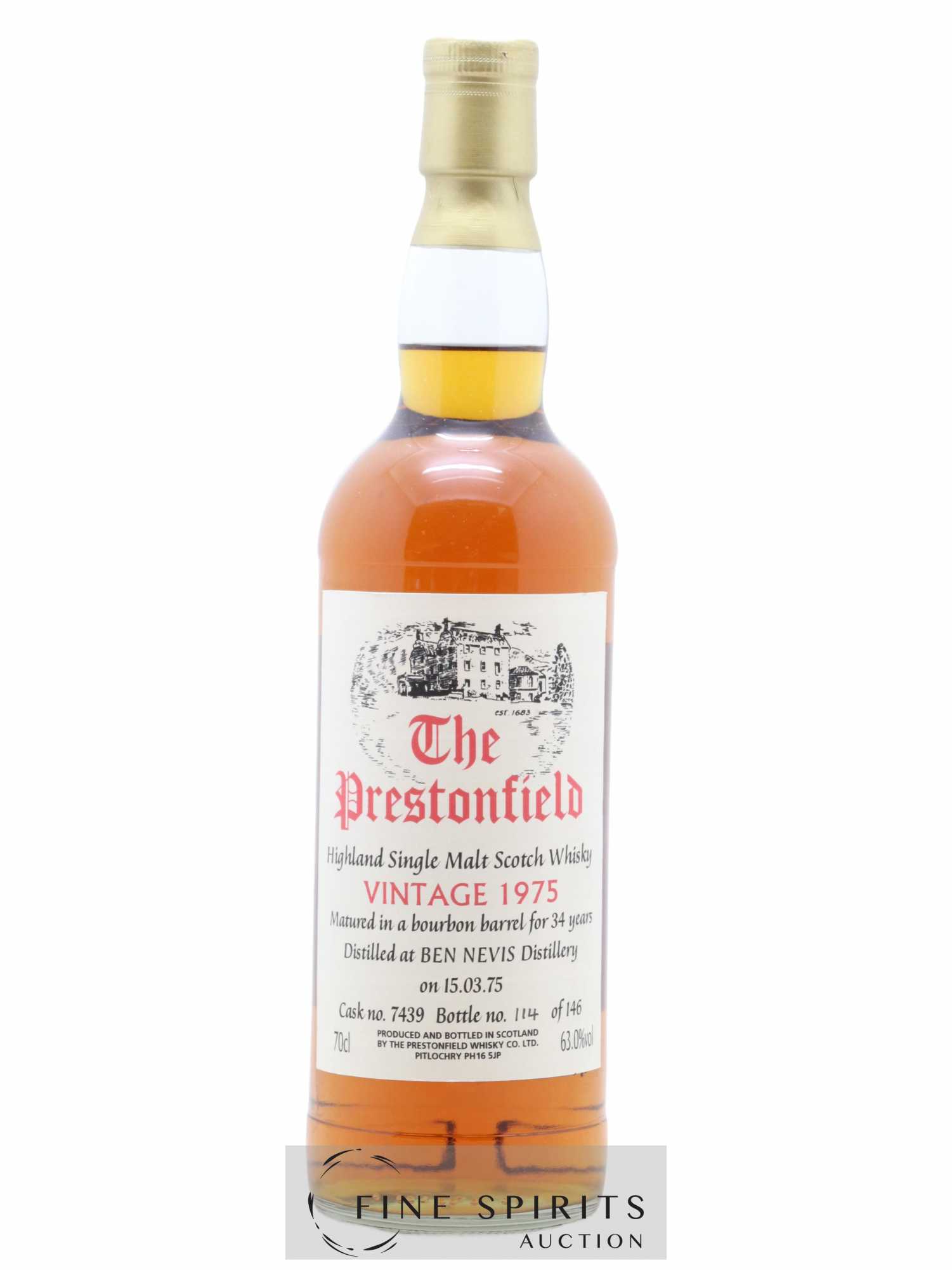 Ben Nevis 34 years 1975 Signatory Vintage The Prestonfield Cask n°7439 - One of 146 - Lot de 1 bouteille - 1