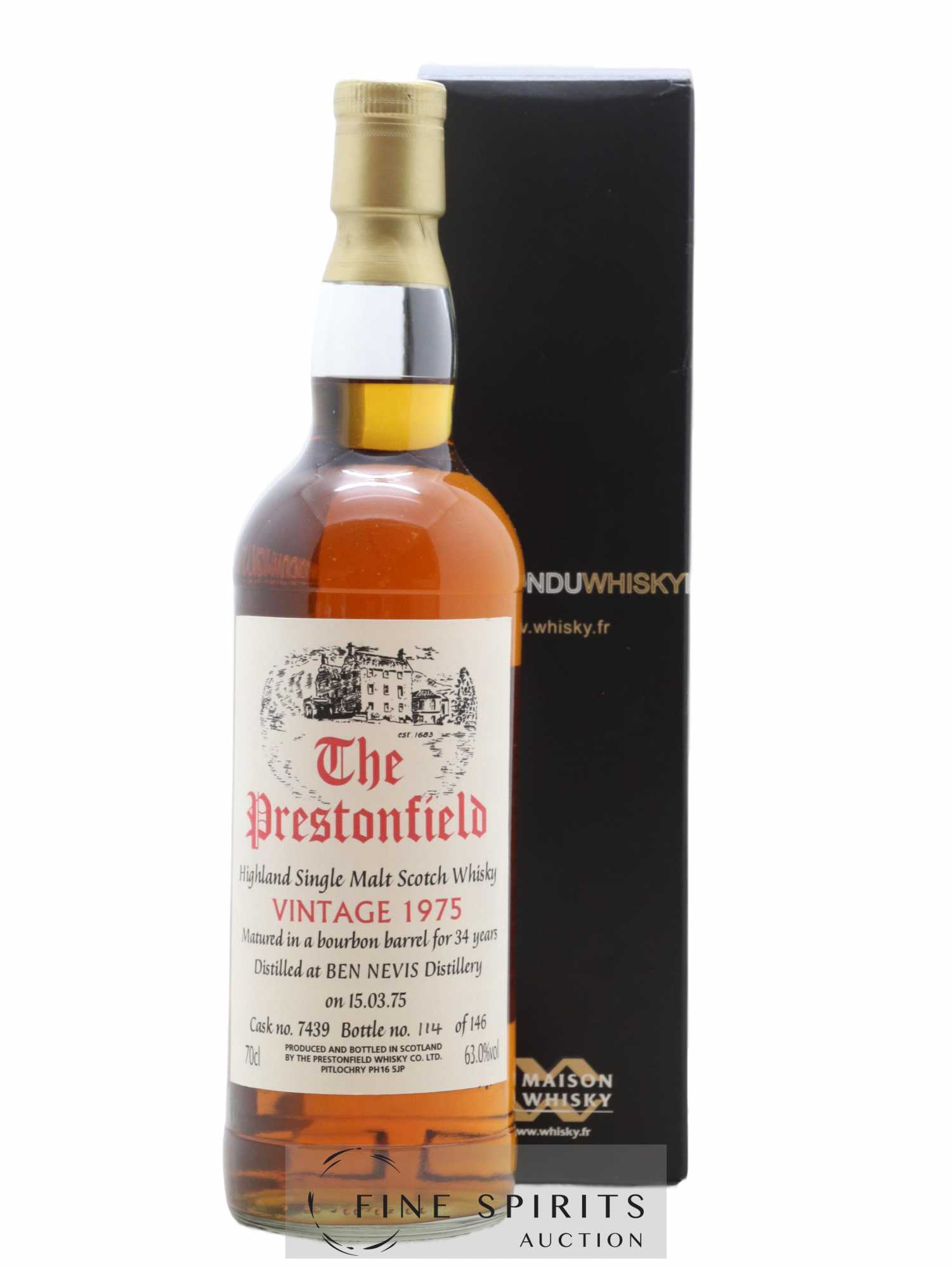 Ben Nevis 34 years 1975 Signatory Vintage The Prestonfield Cask n°7439 - One of 146 - Lot de 1 bouteille - 0