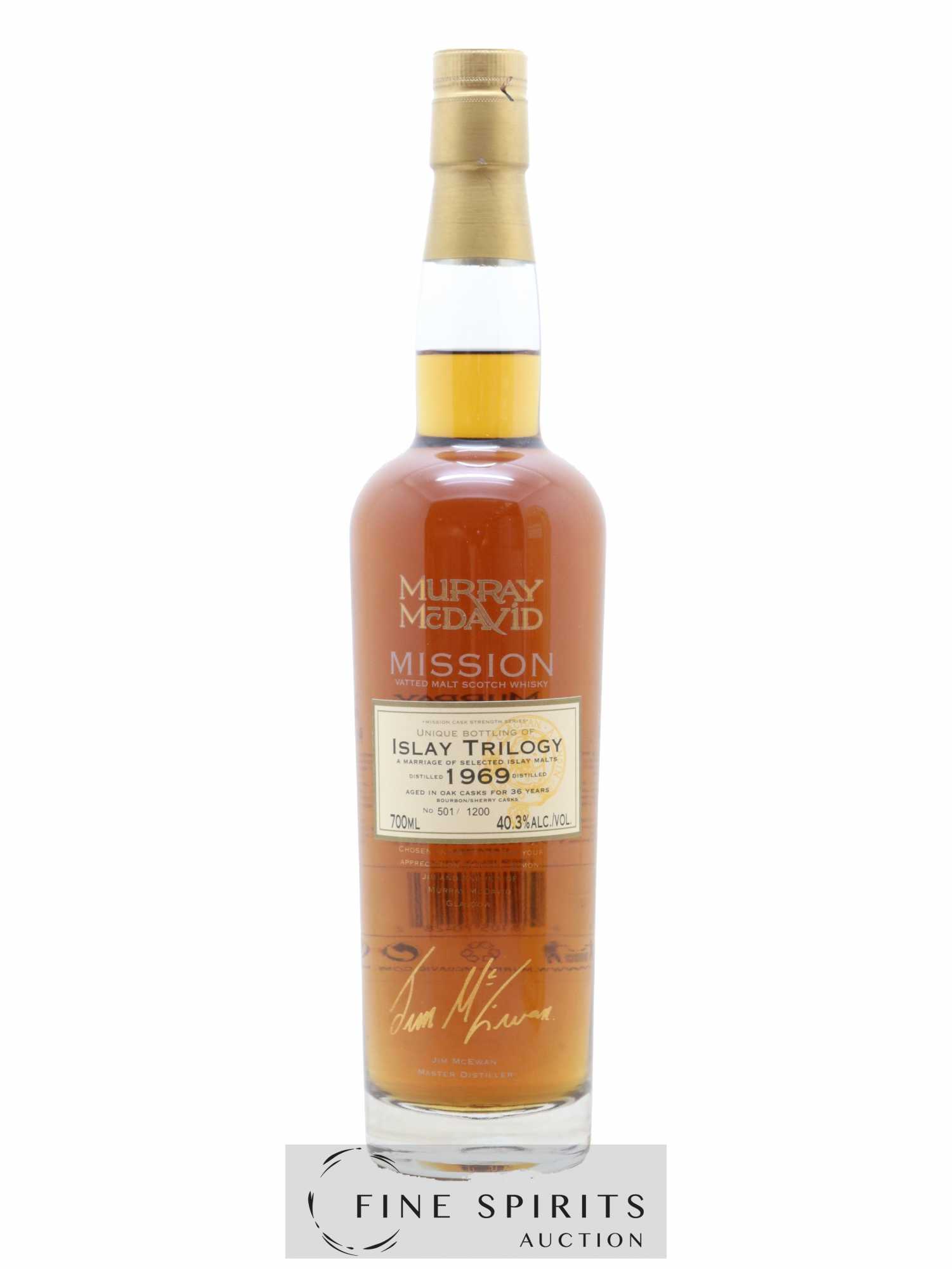 Islay Trilogy 36 years 1969 Murray Mc David One of 1200 Mission Cask Strength Series - Lot de 1 bouteille - 1