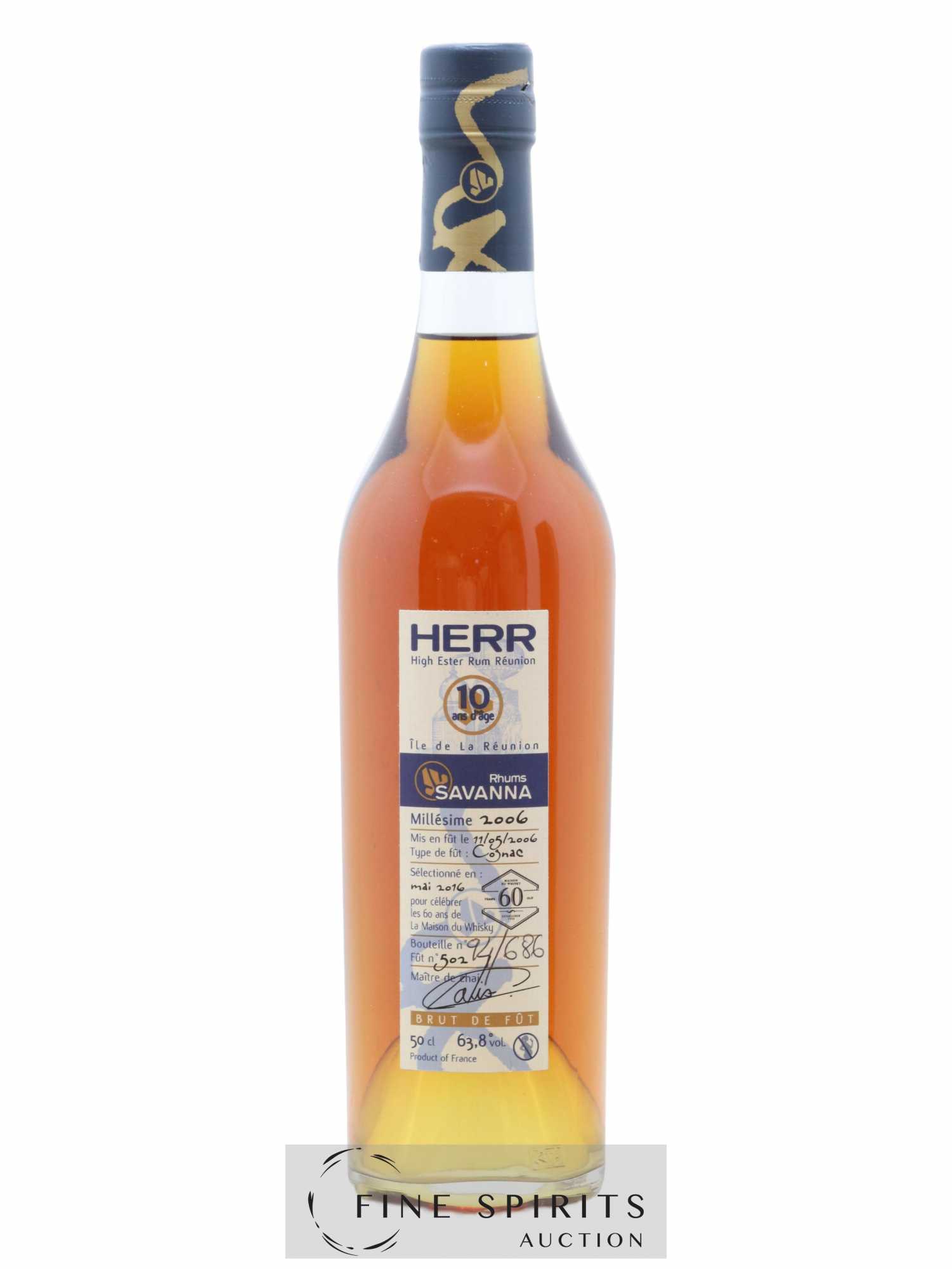 Savanna 10 years 2006 Of. HERR Fût n°502 - One of 686 LMDW 60th Anniversary - Lot de 1 bouteille - 1