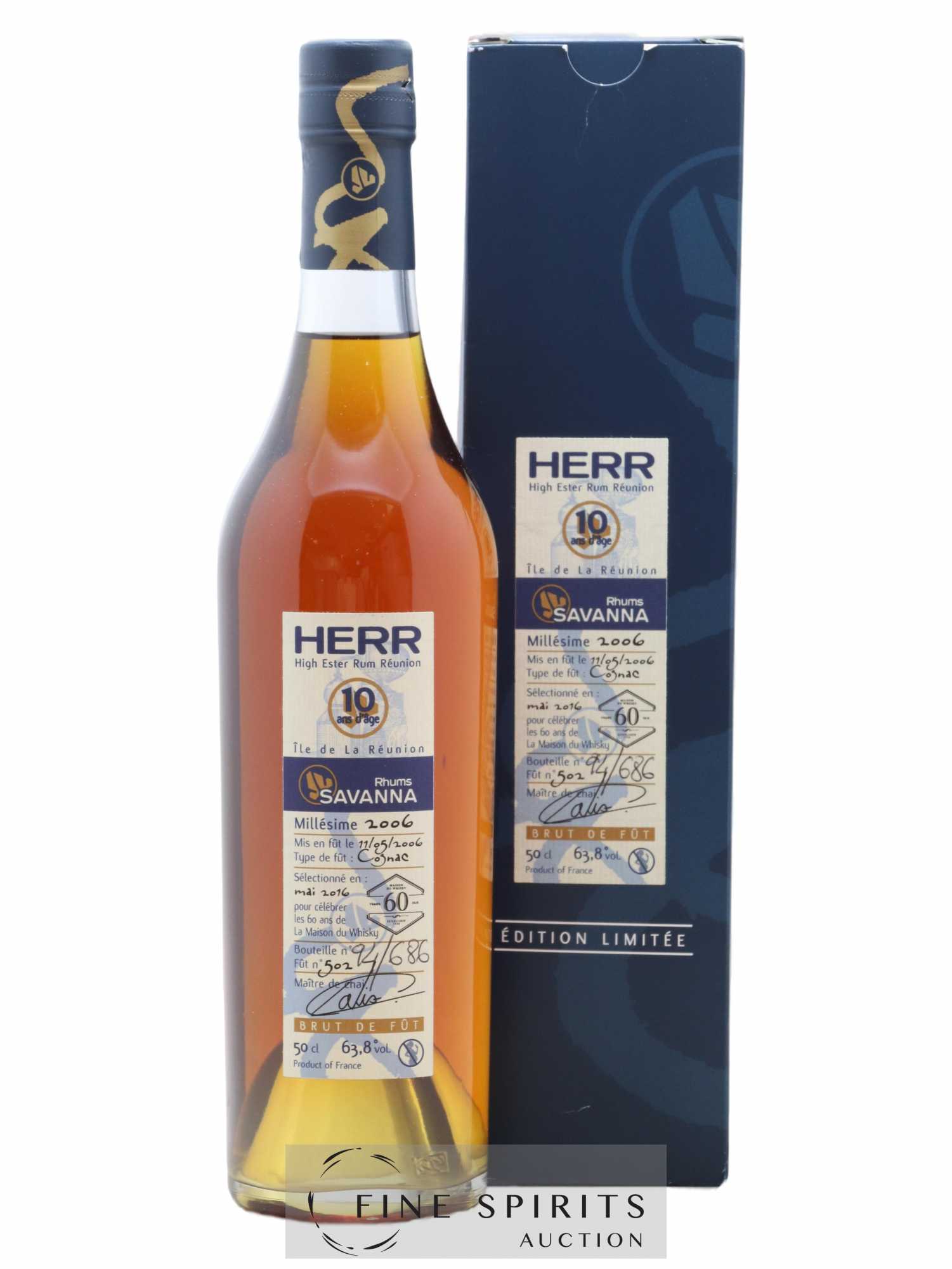 Savanna 10 years 2006 Of. HERR Fût n°502 - One of 686 LMDW 60th Anniversary - Lot de 1 bouteille - 0