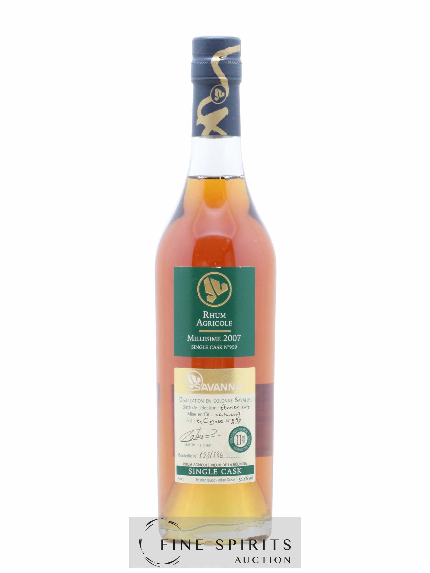 Savanna 11 years 2007 Of. Single Cask n°959 - One of 886 - bottled 2019 - Lot de 1 bouteille - 1