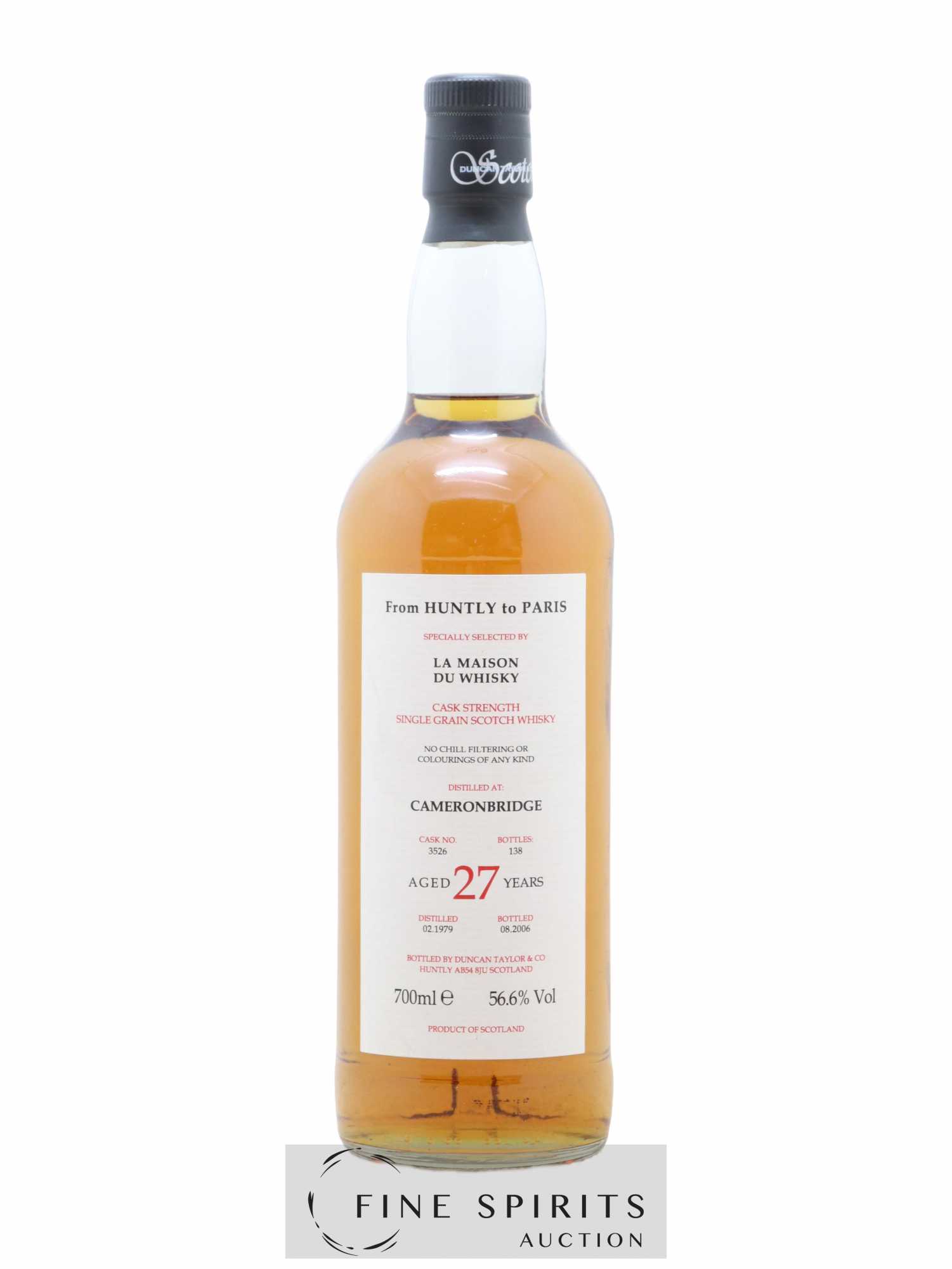 Cameronbridge 27 years 1979 Duncan Taylor From Huntly To Paris Cask n°3526 - One of 138 - bottled 2006 LMDW - Lot de 1 bouteille - 1