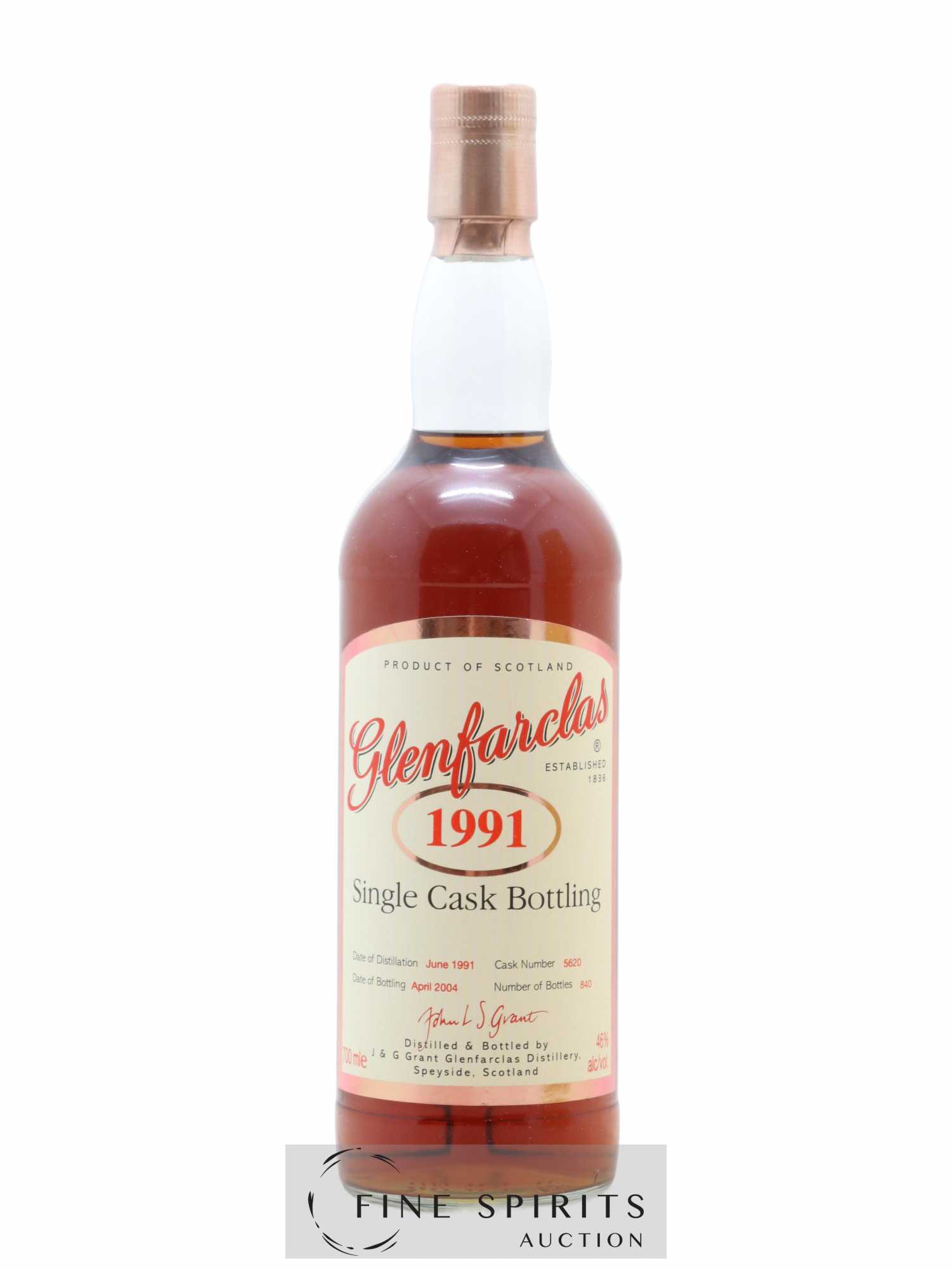 Glenfarclas 1991 Of. Cask n°5620 - One of 840 - bottled 2004 Single Cask Bottling - Lot de 1 bouteille - 1