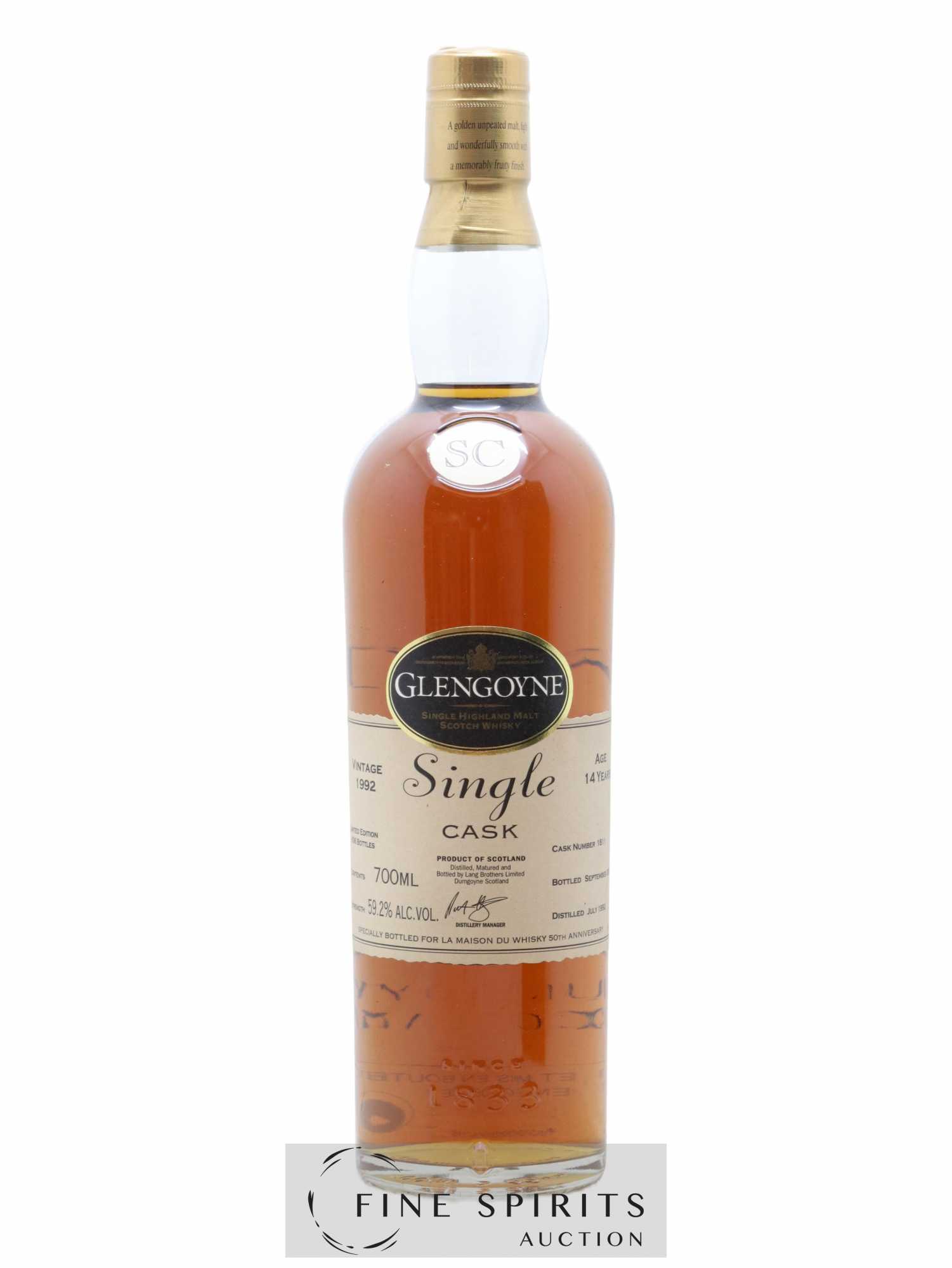 Glengoyne 14 years 1992 Of. Single Cask n°1811 - One of 606 - bottled 2006 - Lot de 1 bouteille - 1