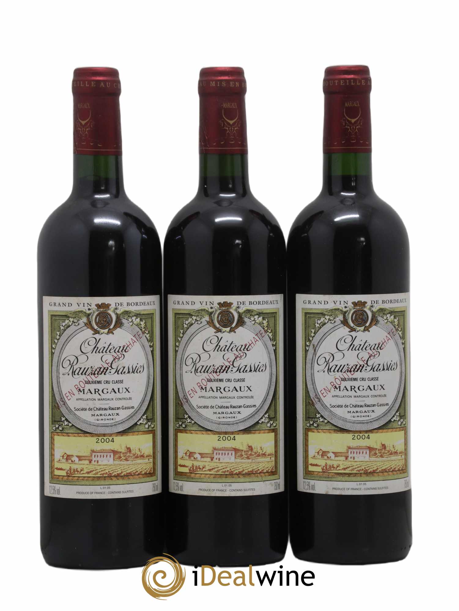 Château Rauzan-Gassies 2ème Grand Cru Classé 2004 - Lotto di 3 bottiglie - 0