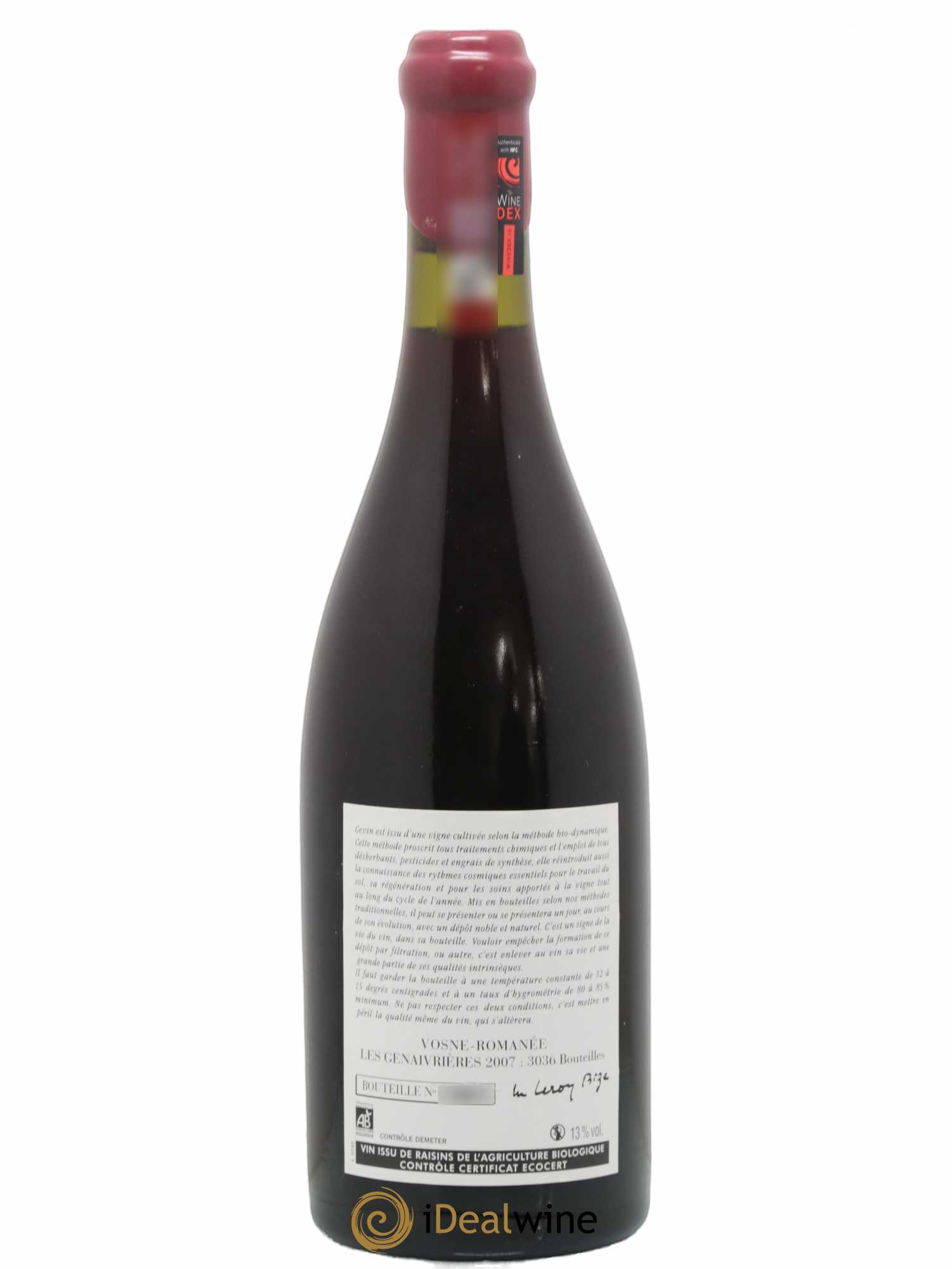 Vosne-Romanée Les Genaivrières Leroy (Domaine) 2007 - Lot de 1 bouteille - 1