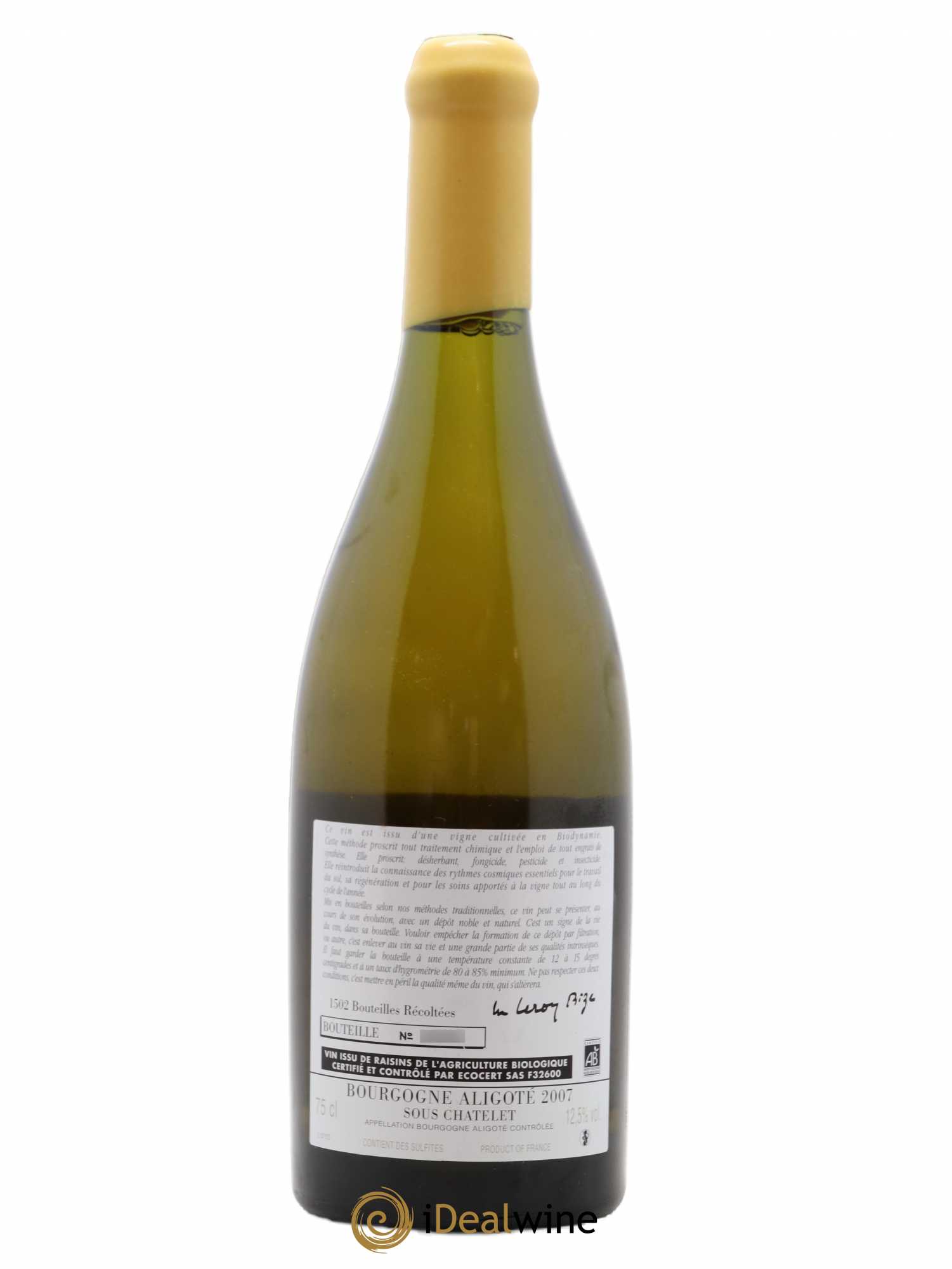 Bourgogne Aligoté Sous Chatelet d'Auvenay (Domaine)  2007 - Lot de 1 bouteille - 1