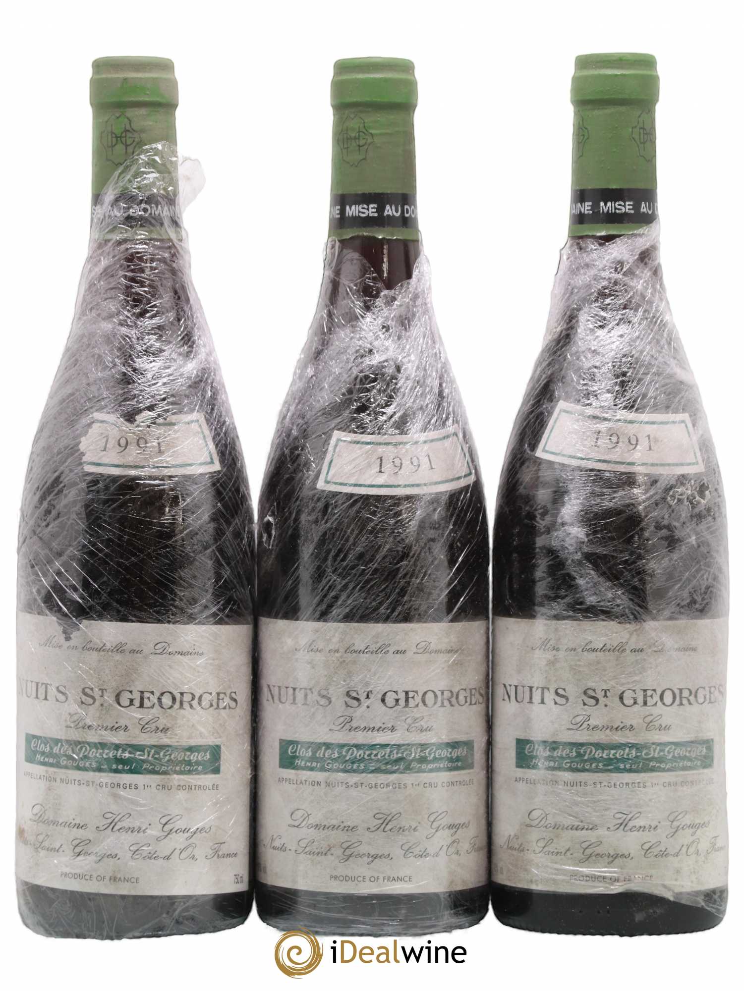 Nuits-Saint-Georges 1er Cru Clos des Porrets St Georges Henri Gouges 1991 - Lot de 3 bouteilles - 0