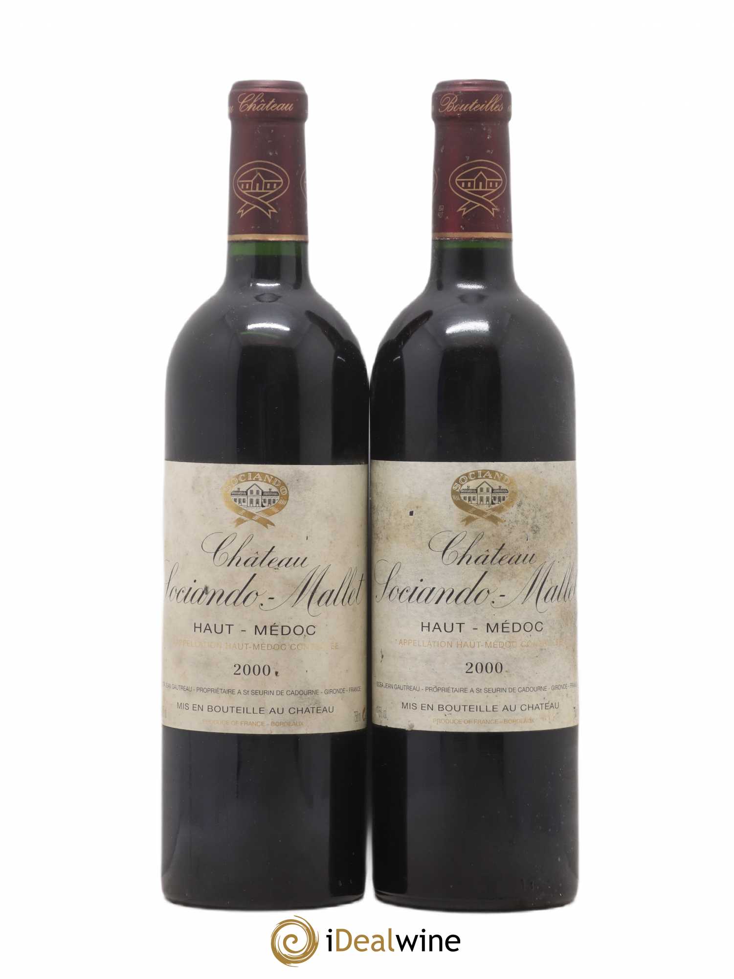 Château Sociando Mallet 2000 - Lot of 2 bottles - 0