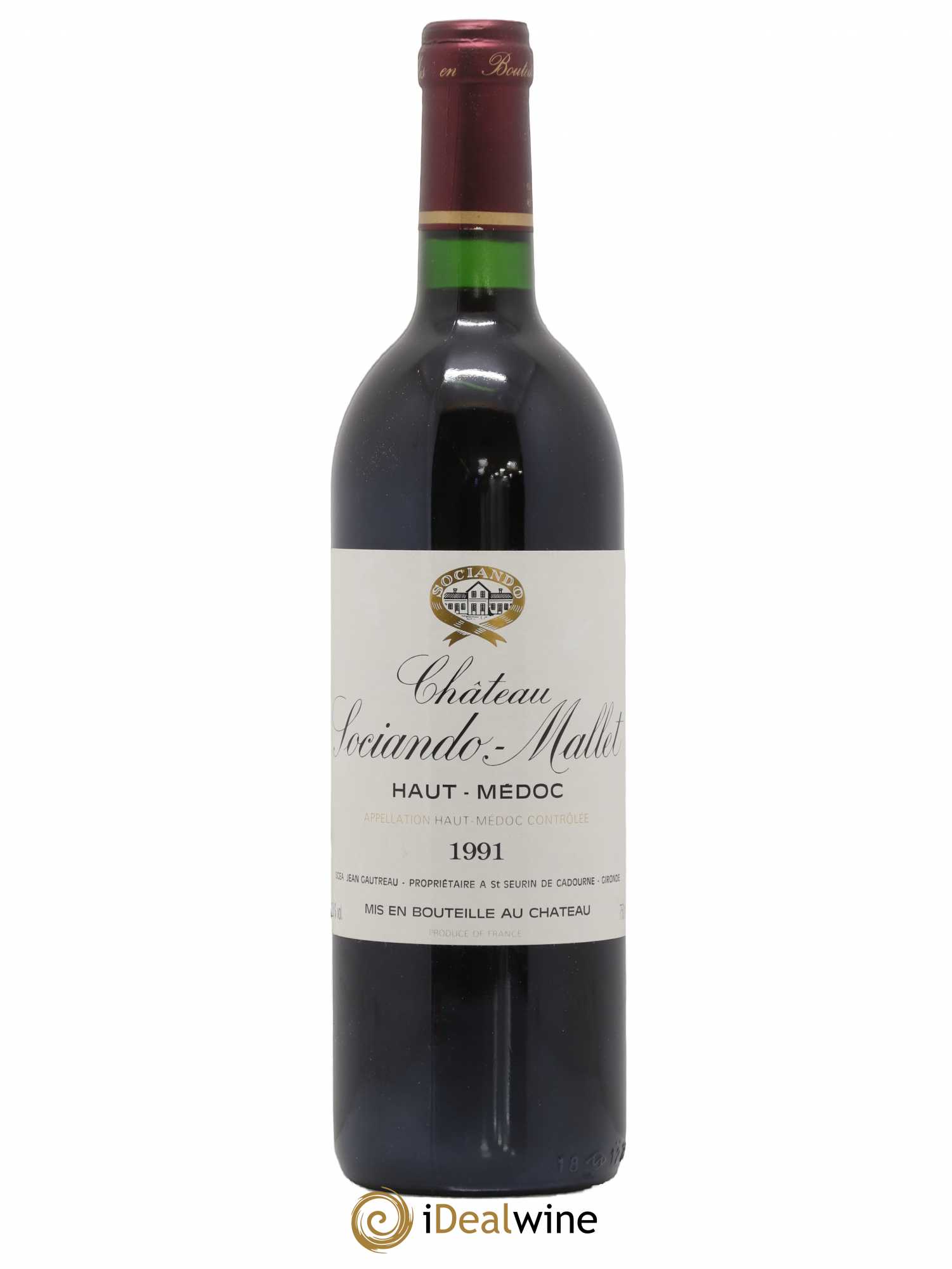 Château Sociando Mallet 1991 - Lot de 1 bouteille - 0