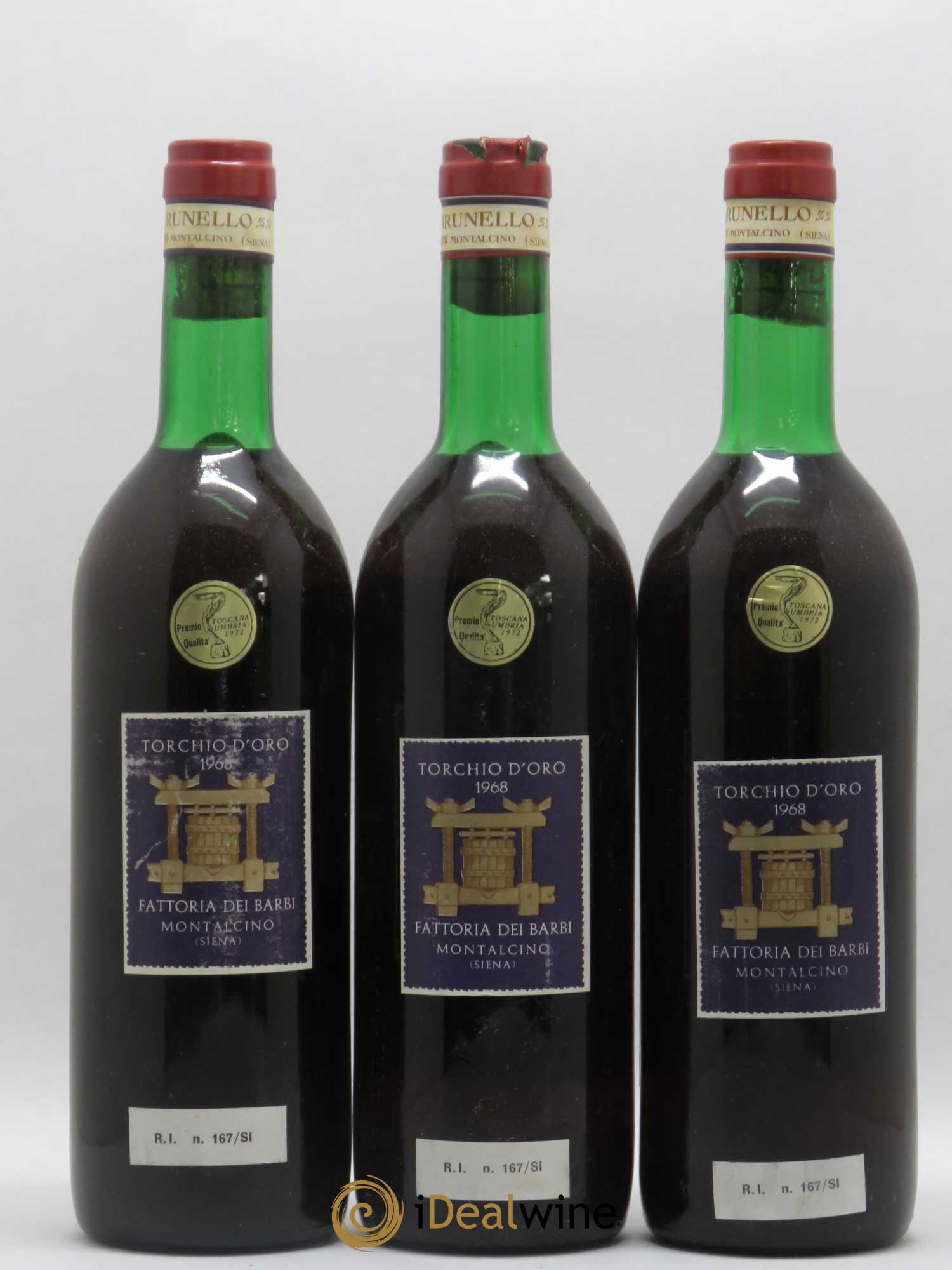 Brunello di Montalcino DOCG Torchio D'Oro Fattoria Dei Barbi 1969 - Lot de 3 bouteilles - 1