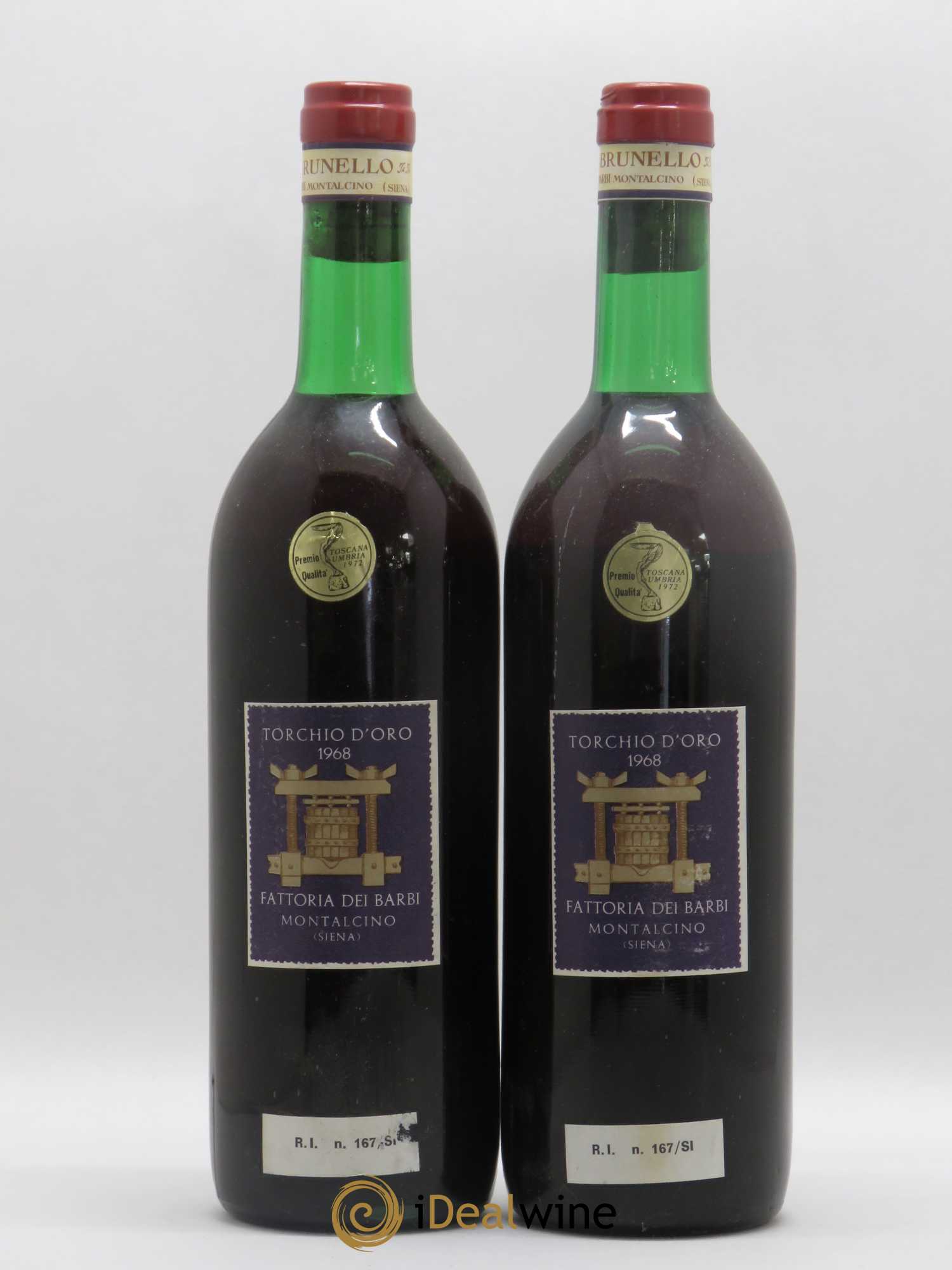 Brunello di Montalcino DOCG Torchio D'Oro Fattoria Dei Barbi Brunello Di Montalcino 1969 - Lot de 2 bouteilles - 1