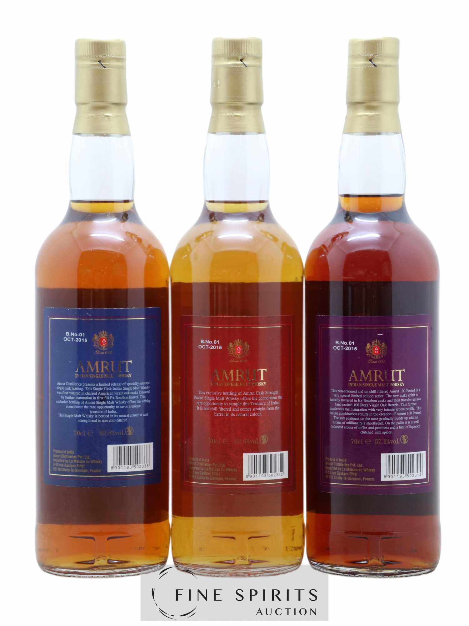 Amrut Of. The Trilogy Gift Pack Release 2015 LMDW - Lot de 3 bouteilles - 2