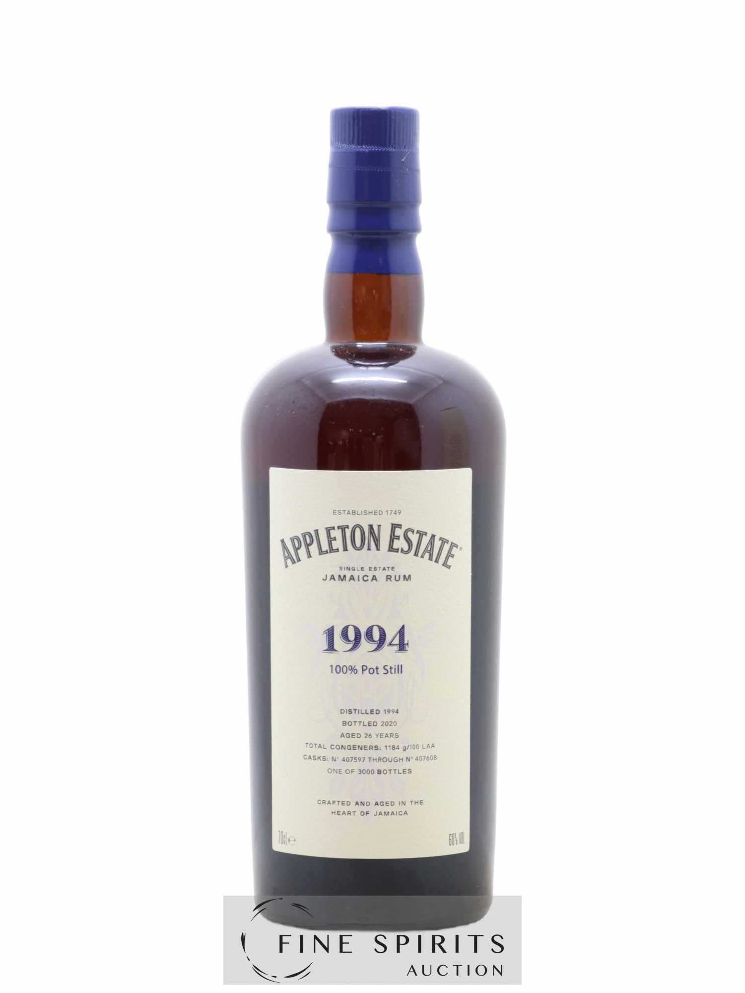 Appleton Estate 26 years 1994 Of. Pot Still Cask n°407597 through n°407608 - One of 3000 - bottled 2020 Hearts Collection - Lot de 1 bouteille - 1