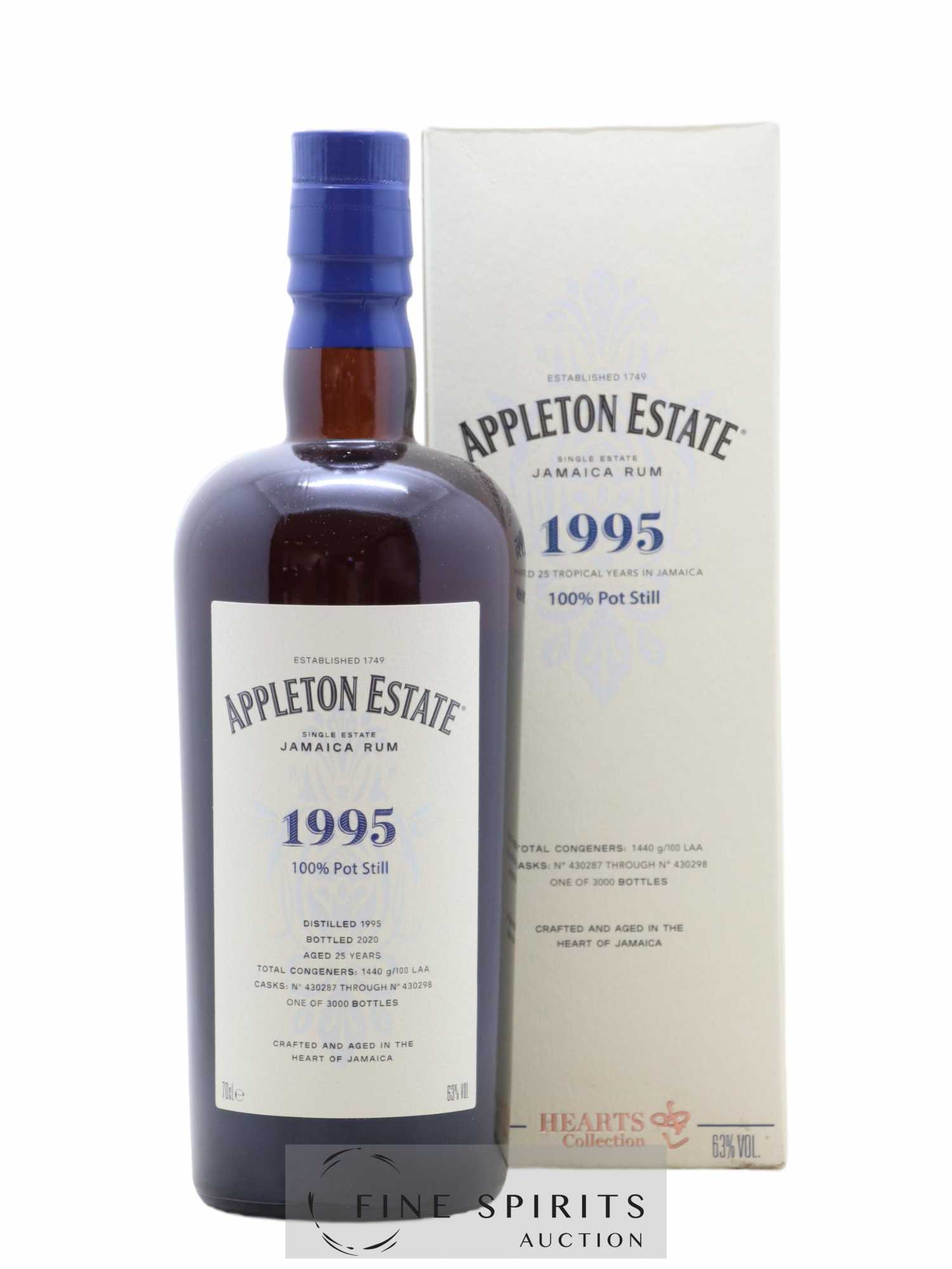 Appleton Estate 25 years 1995 Of. Pot Still Cask n°430287 through n°430298 - One of 3000 - bottled 2020 Hearts Collection - Lot de 1 bouteille - 0