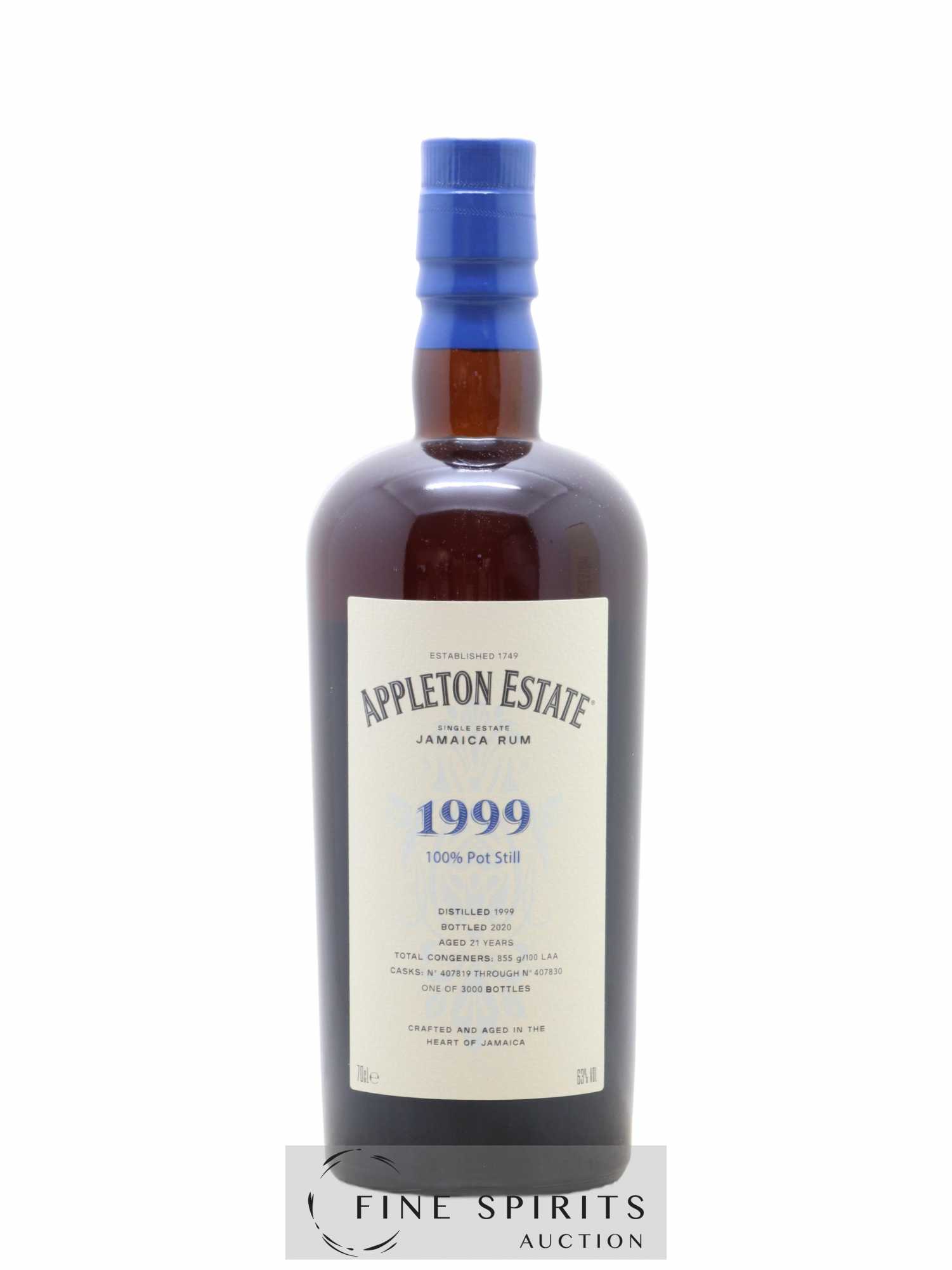 Appleton Estate 21 years 1999 Of. Pot Still Cask n°407819 through n°407830 - One of 3000 - bottled 2020 Hearts Collection - Lot de 1 bouteille - 1
