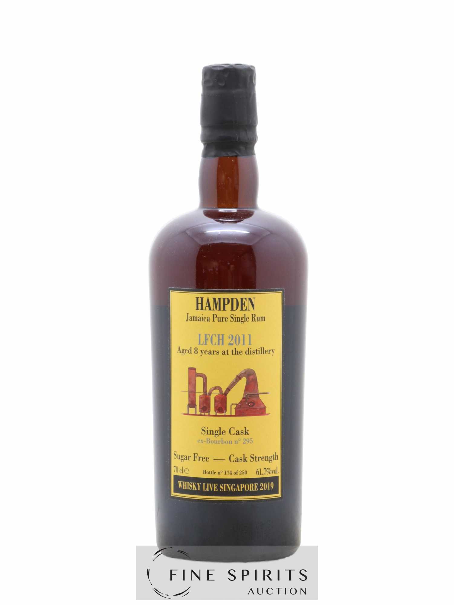 Hampden 8 years 2011 Of. LFCH Ex-Bourbon Cask n°295 - One of 250 Whisky Live Singapore 2019 - Lot de 1 bouteille - 1