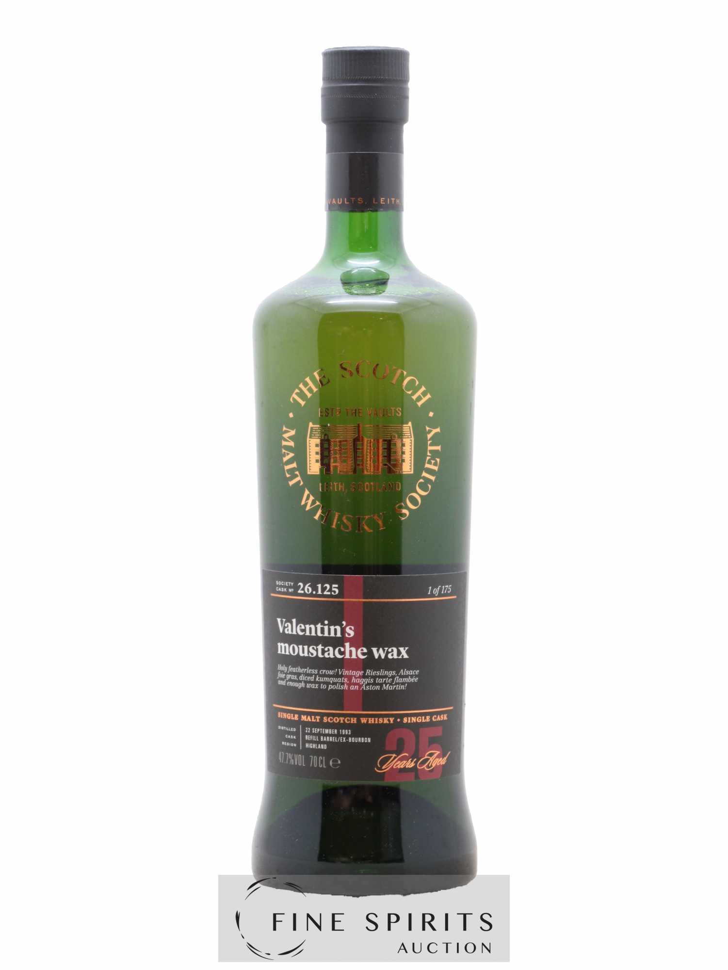 Valentin's Moustache Wax 25 years 1993 The Scotch Malt Whisky Society Cask n°26.125 - One of 175 - Lot de 1 bouteille - 1