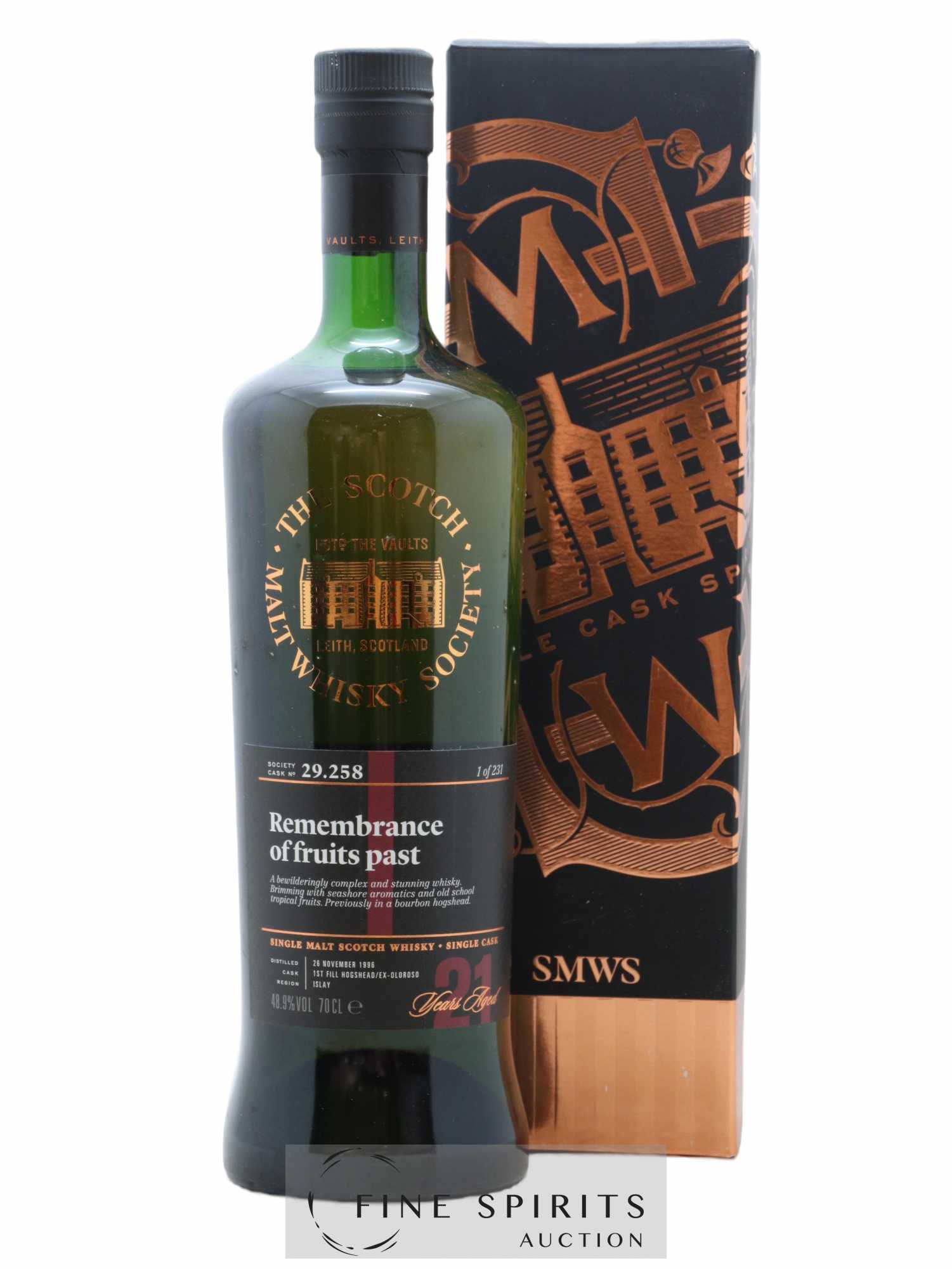 Remembrance of Fruits Past 21 years 1996 The Scotch Malt Whisky Society Cask n°29.258 - One of 231 - Lot de 1 bouteille - 0