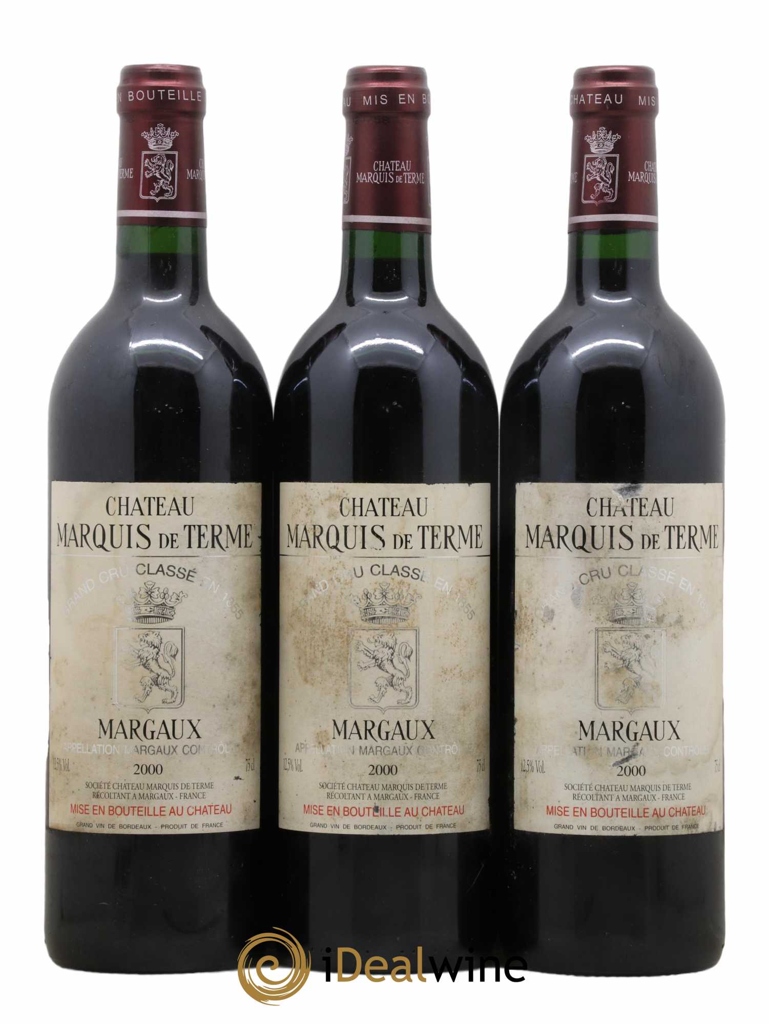 Château Marquis de Terme 4ème Grand Cru Classé 2000 - Lot de 3 bouteilles - 0