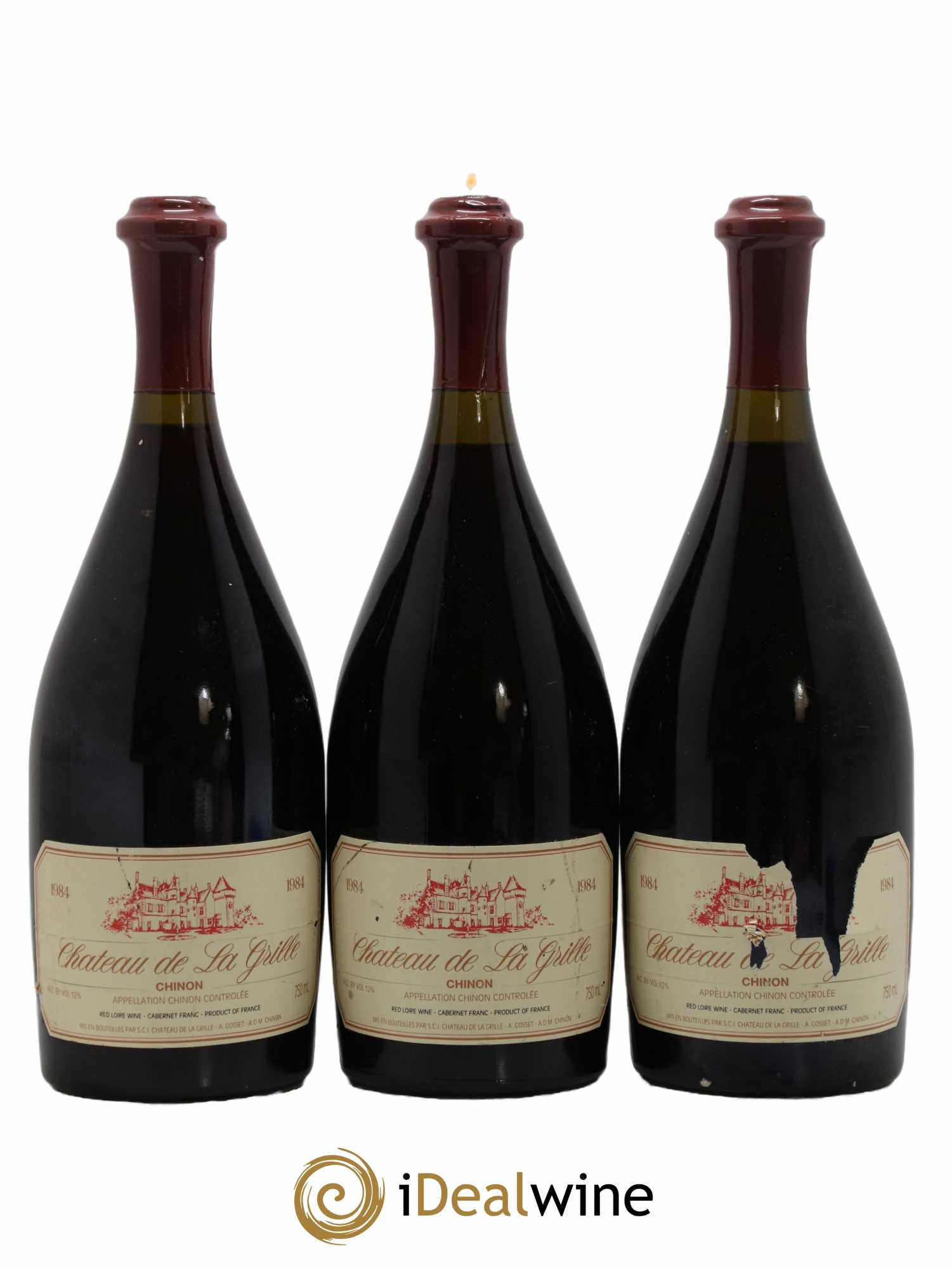 Chinon Château de la Grille 1984 - Lot de 3 bouteilles - 0