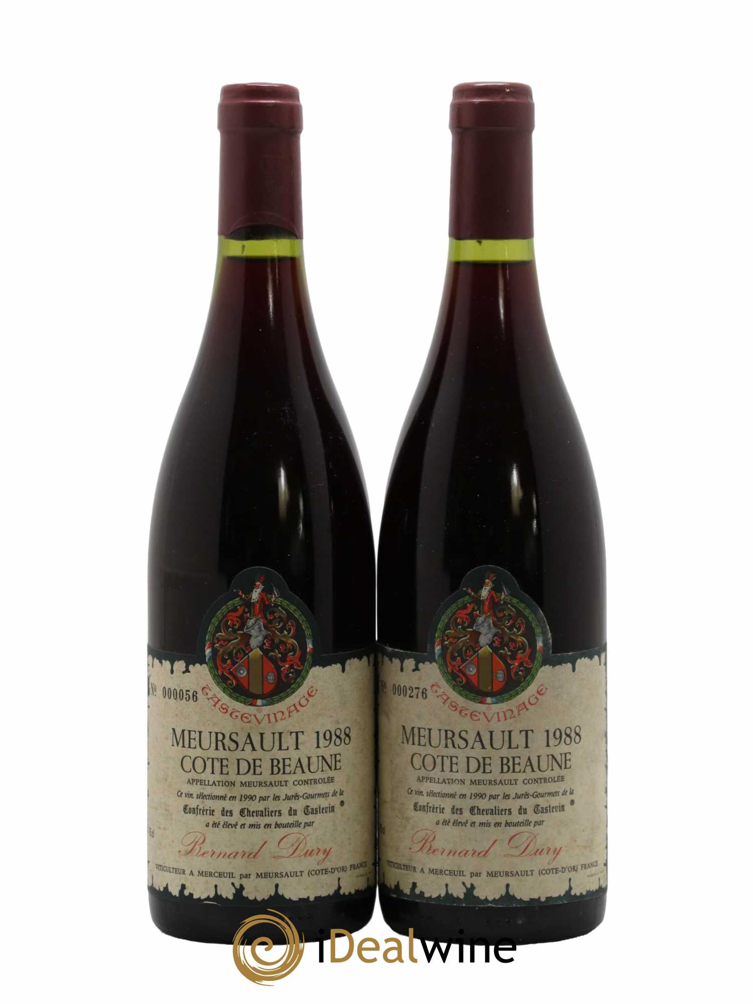 Meursault Côte de Beaune Domaine Bernard Dury Tastevinage 1988 - Lot de 2 bouteilles - 0